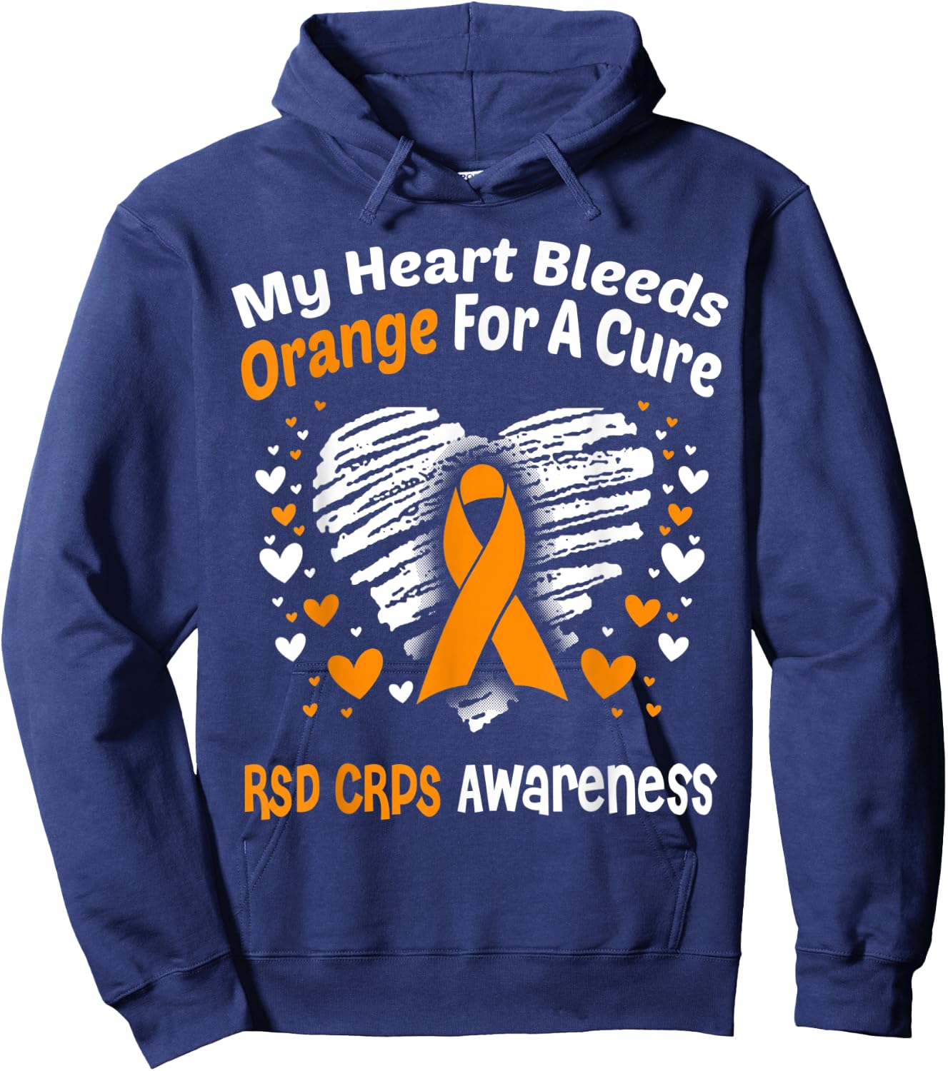 My Heart Bleeds Orange For A Cure RSD CRPS Awareness Hoodie - Hoodie | Navy