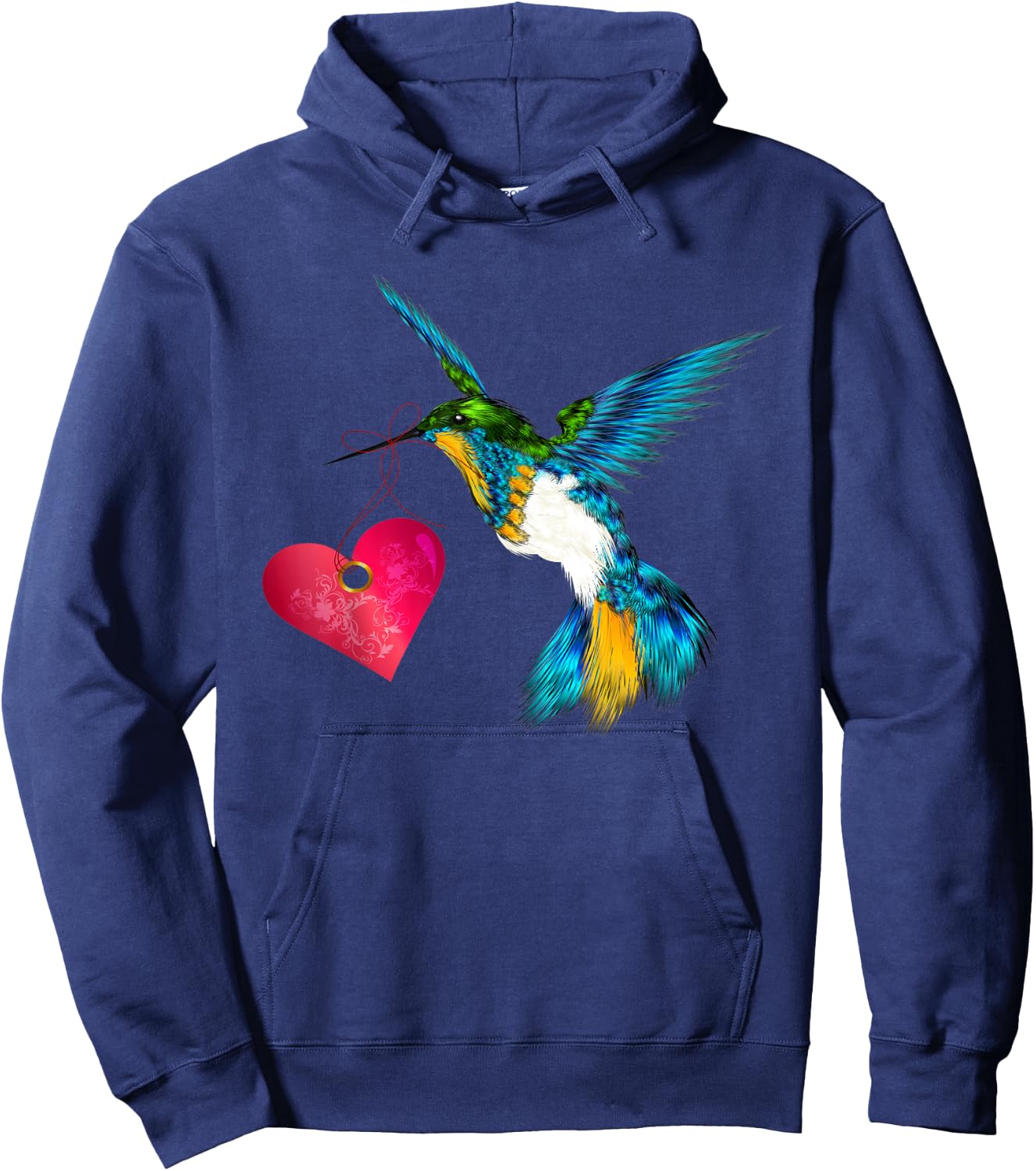 Cute Hummingbird With Heart Bird Lover Design Art Gift Hoodie - Hoodie | Navy