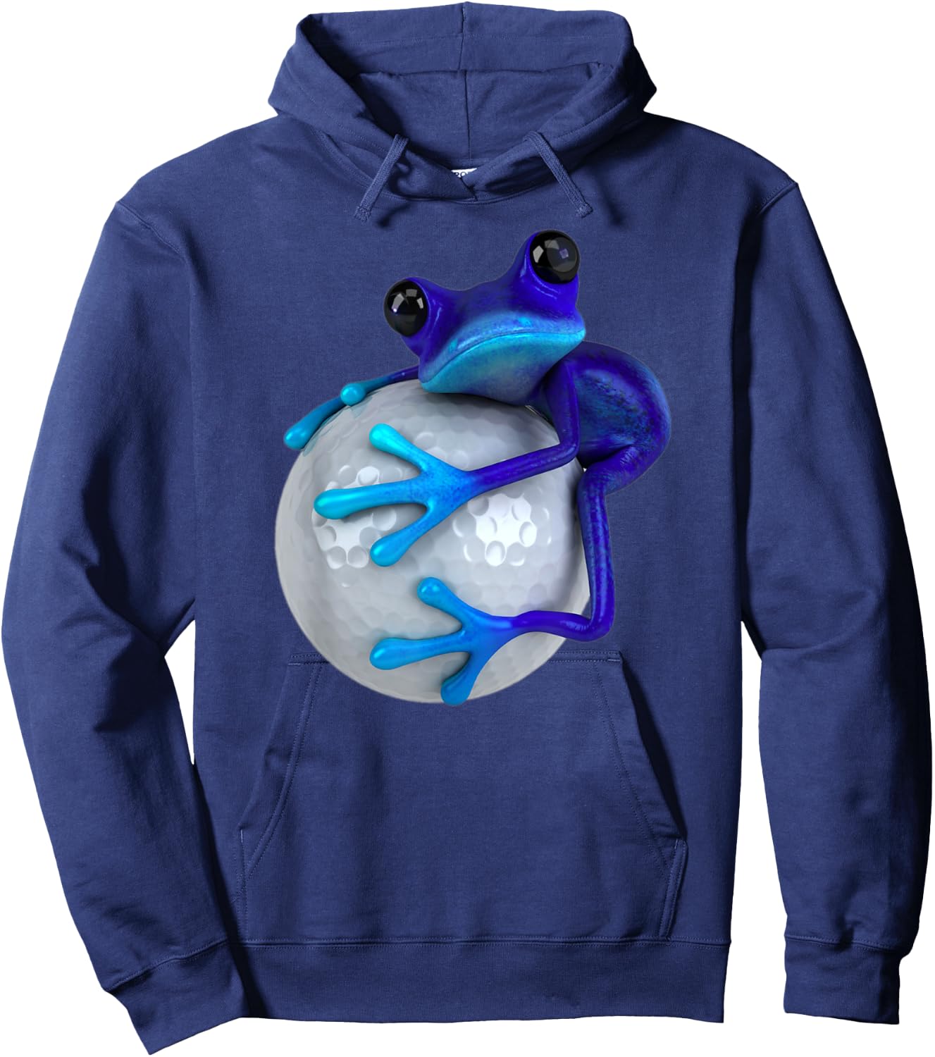 Cute Blue Frog Hugging Shiny Golf Ball Hoodie - Hoodie | Navy