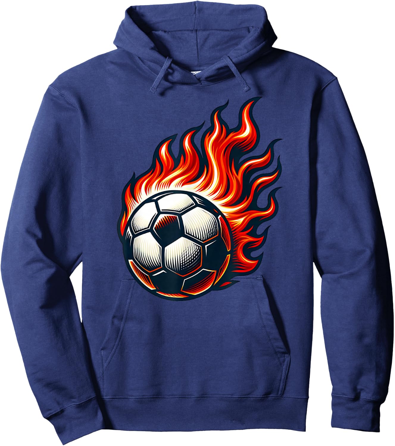 Flaming Soccer Ball Hoodie - Hoodie | Navy