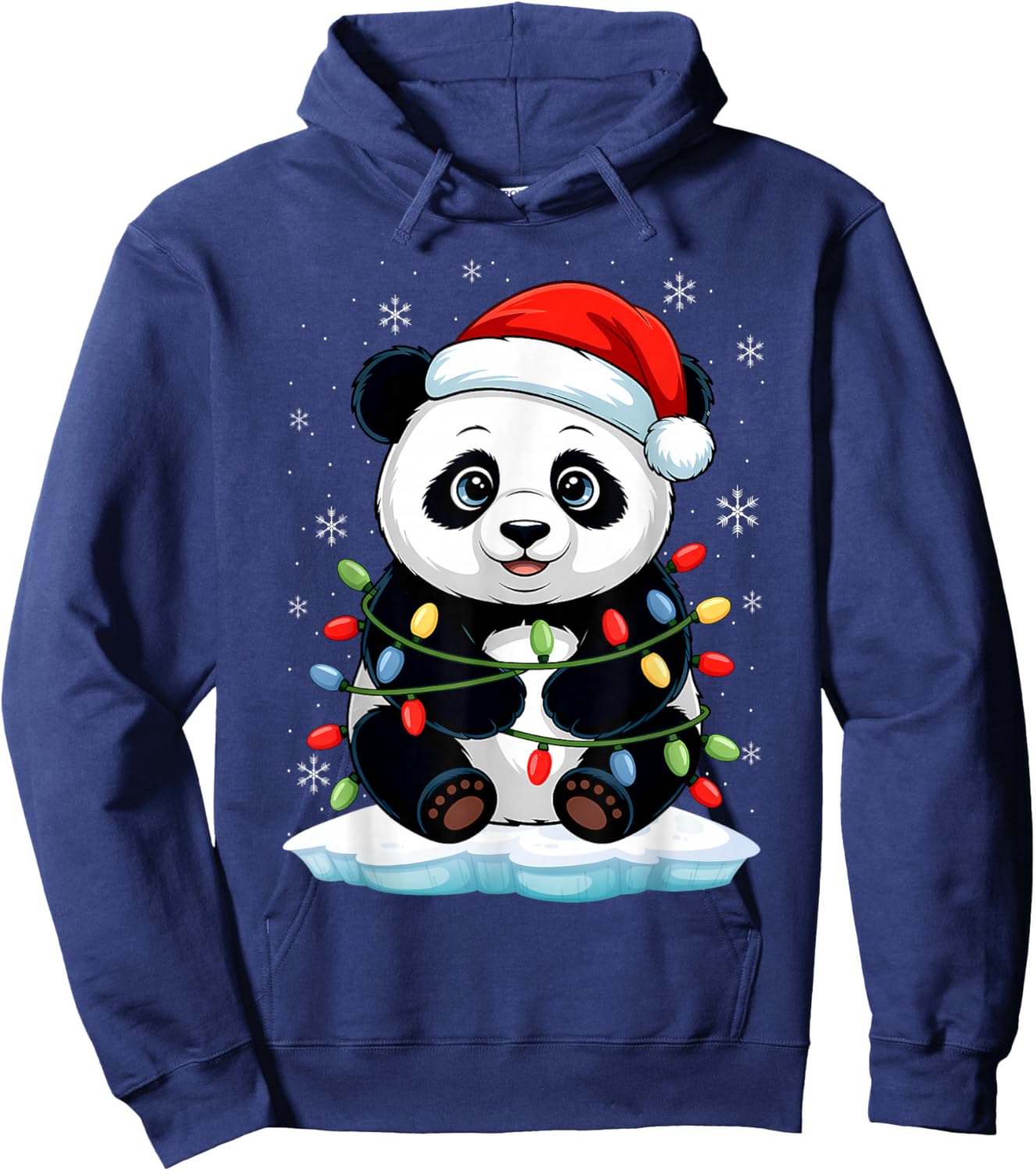 Christmas Lights Funny Panda Hoodie - Hoodie | Navy