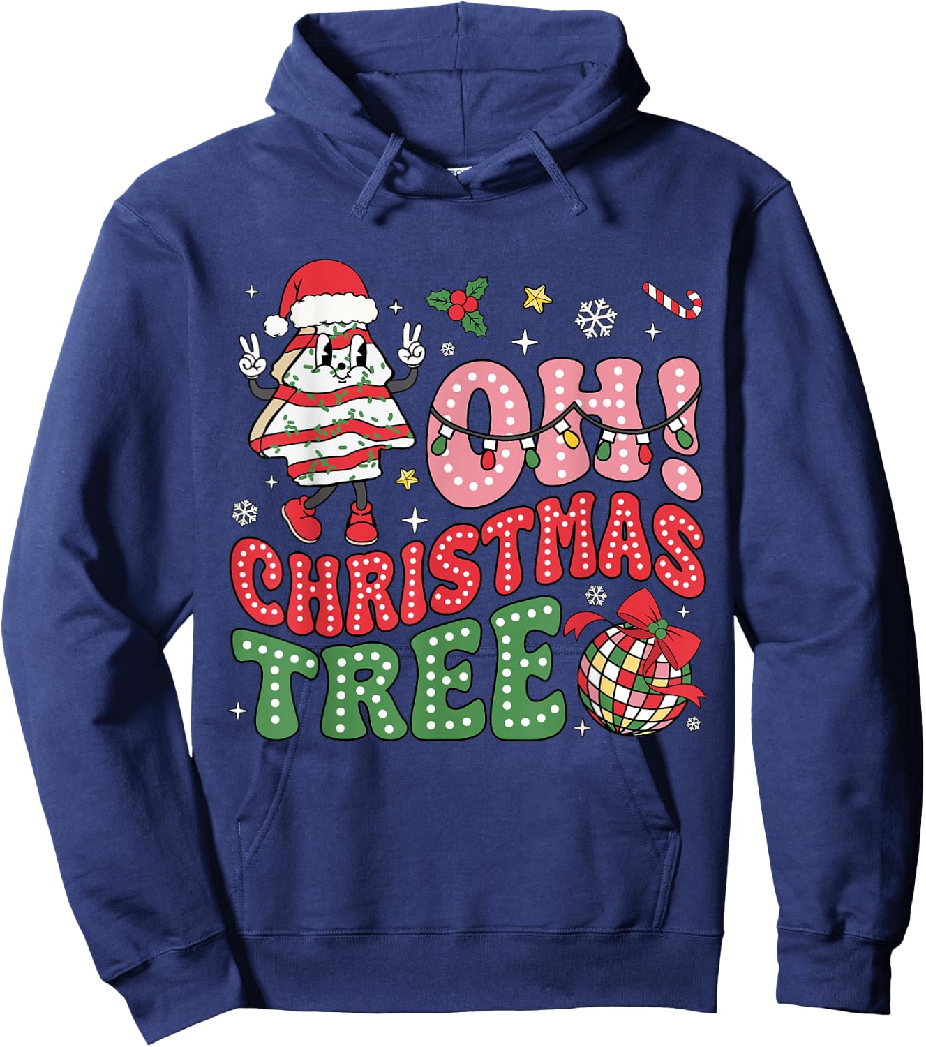 Groovy Oh Christmas Tree Cakes Funny Xmas Cake Lovers Women Hoodie - Hoodie | Navy