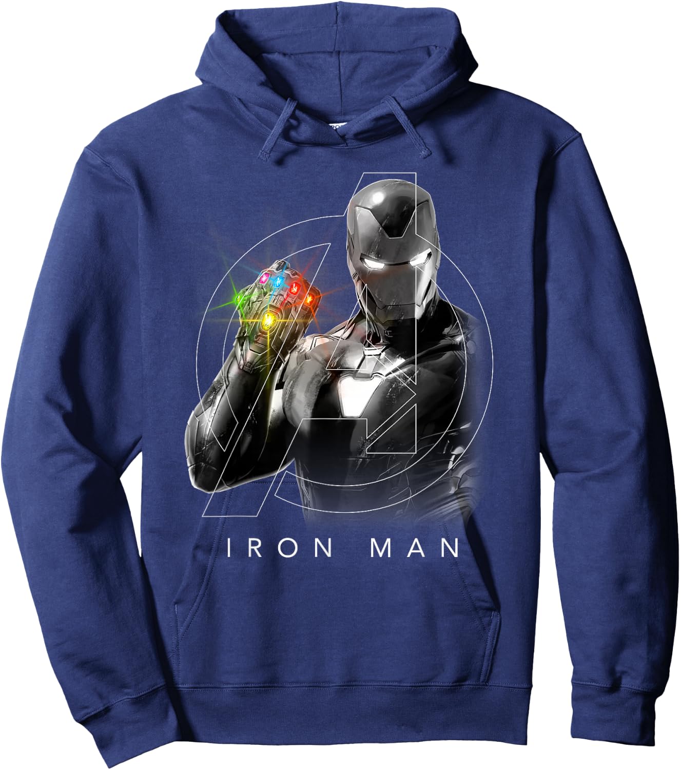 Marvel Avengers Endgame Glowing Stones Logo Overlay Portrait Hoodie - Hoodie | Navy