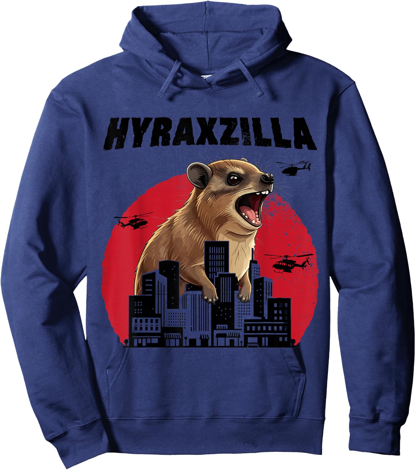 Hyraxzilla Rock Hyrax Lover Awawa Funny Upset Groundhog Hoodie - Hoodie | Navy
