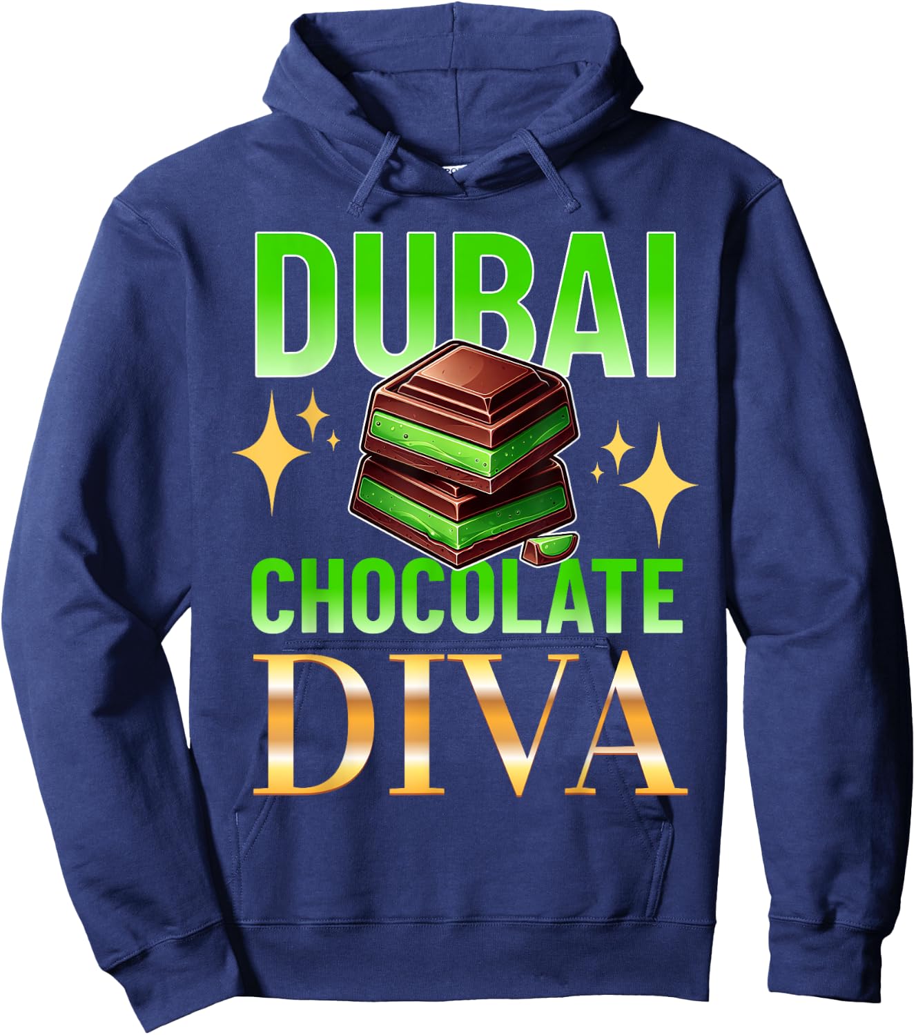 Dubai Chocolate Diva Funny Design Meme Chocolate Hoodie - Hoodie | Navy