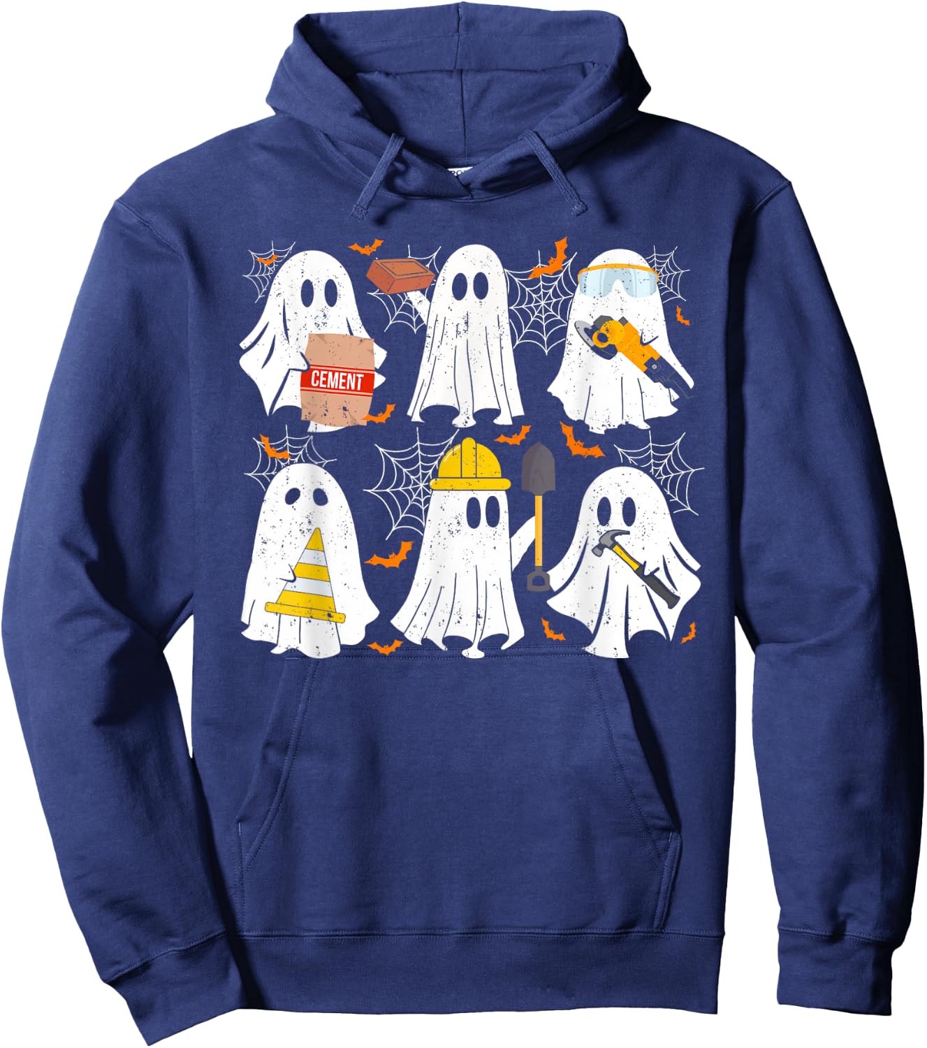 Ghost Construction Worker Costume For Halloween Men Women Hoodie - Hoodie | Navy