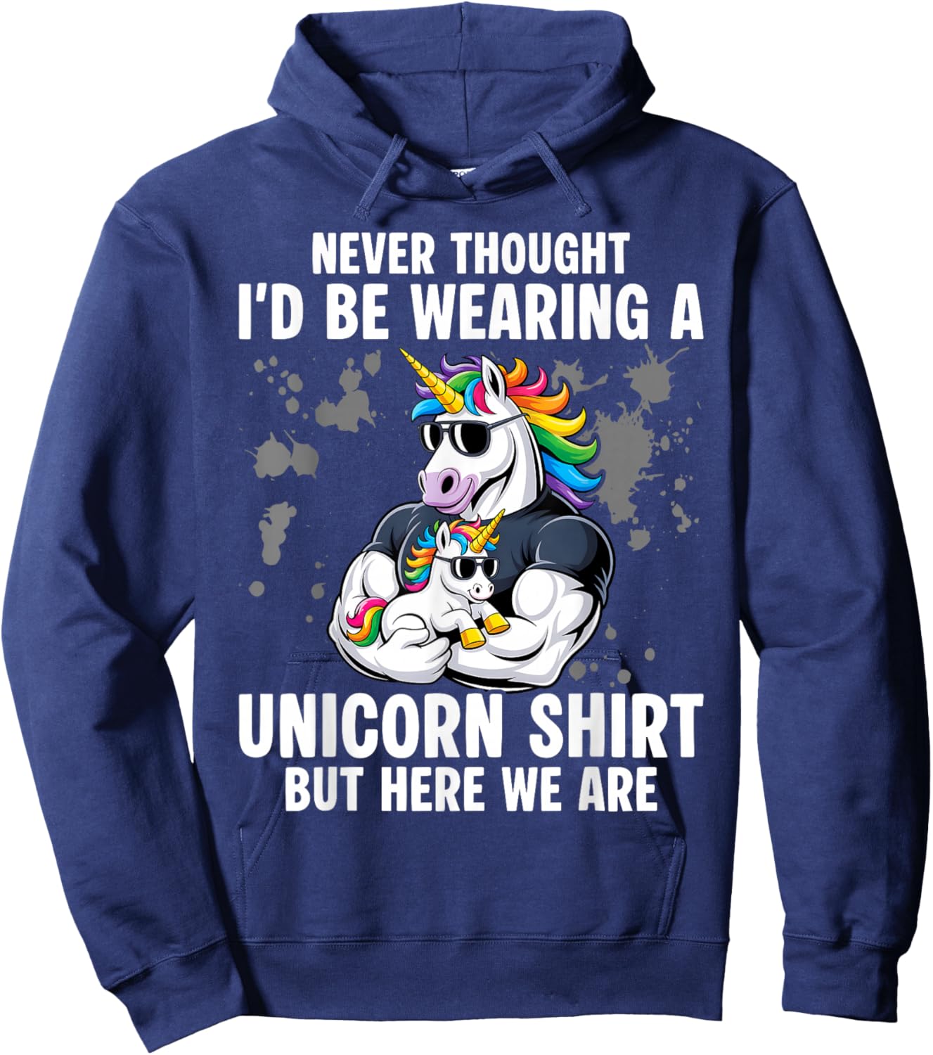 Fathers Day I Wear A Unicorn Dadacorn Funny Hoodie - Hoodie | Navy