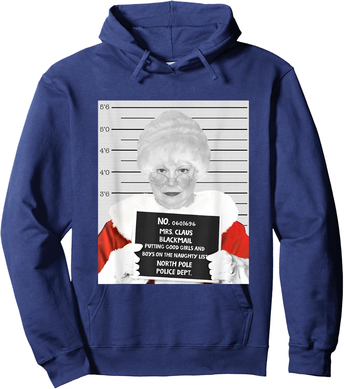 Mrs. Claus Mugshot Arrested in Prison at Christmas Hoodie - Hoodie | Navy