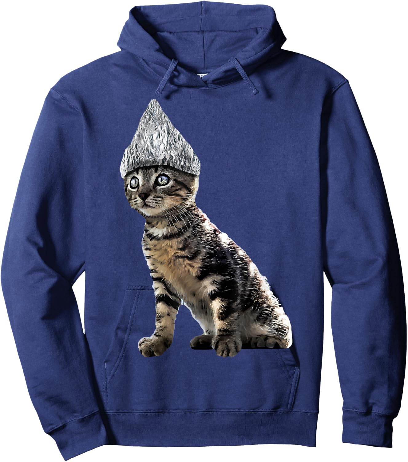 Funny Halloween Cat Tin Foil Hat Conspiracy Shirt Hoodie - Hoodie | Navy