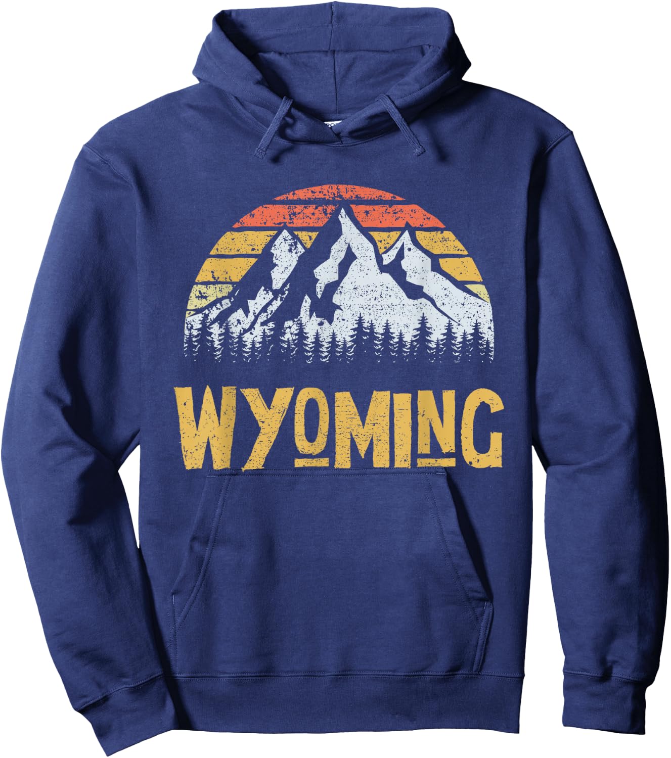 Vintage Retro WY Wyoming U.S. Mountain State Hoodie - Hoodie | Navy