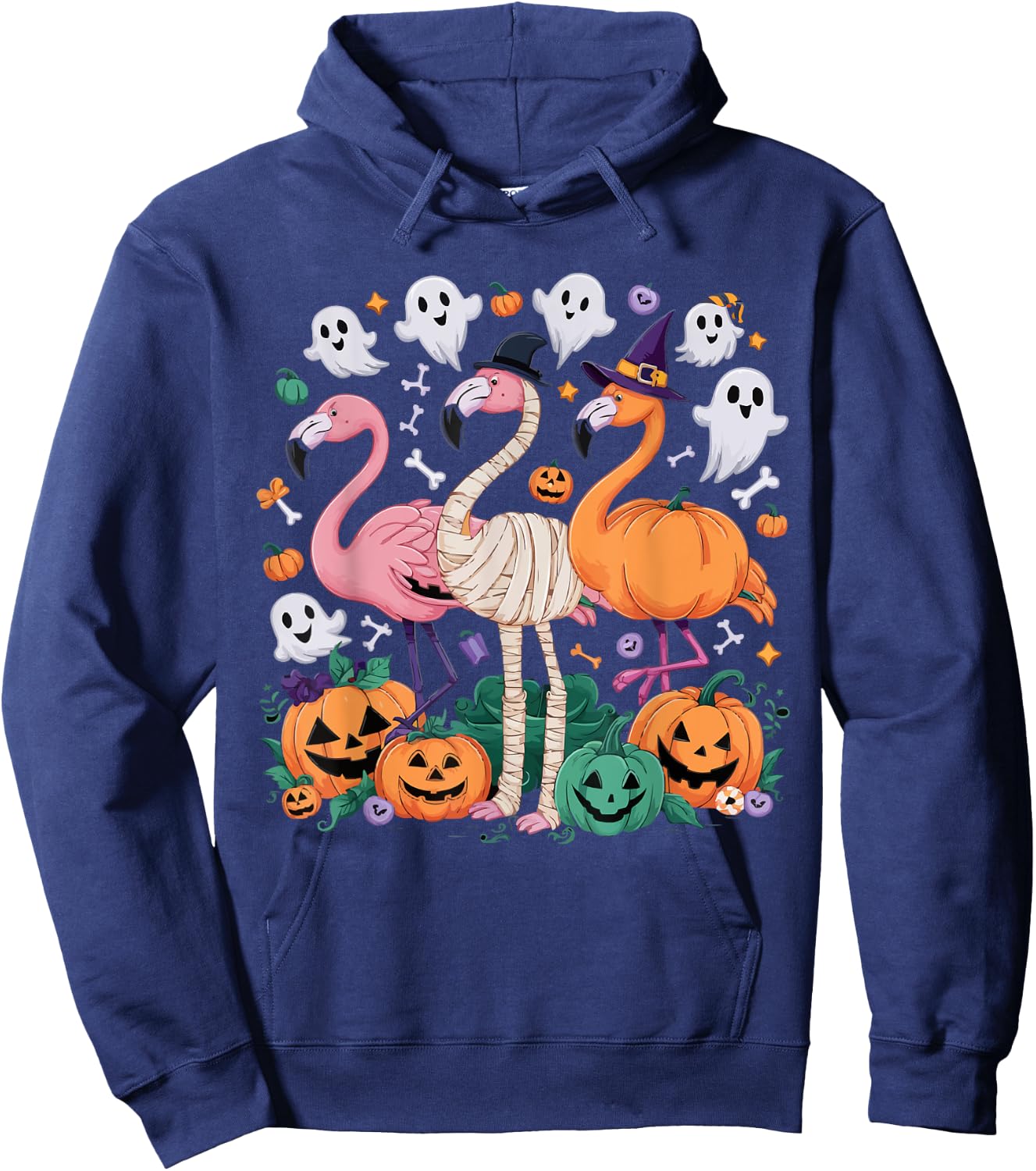 Flamingo Halloween Spooky Wading Bird Scary Trick Or Treat Hoodie - Hoodie | Navy