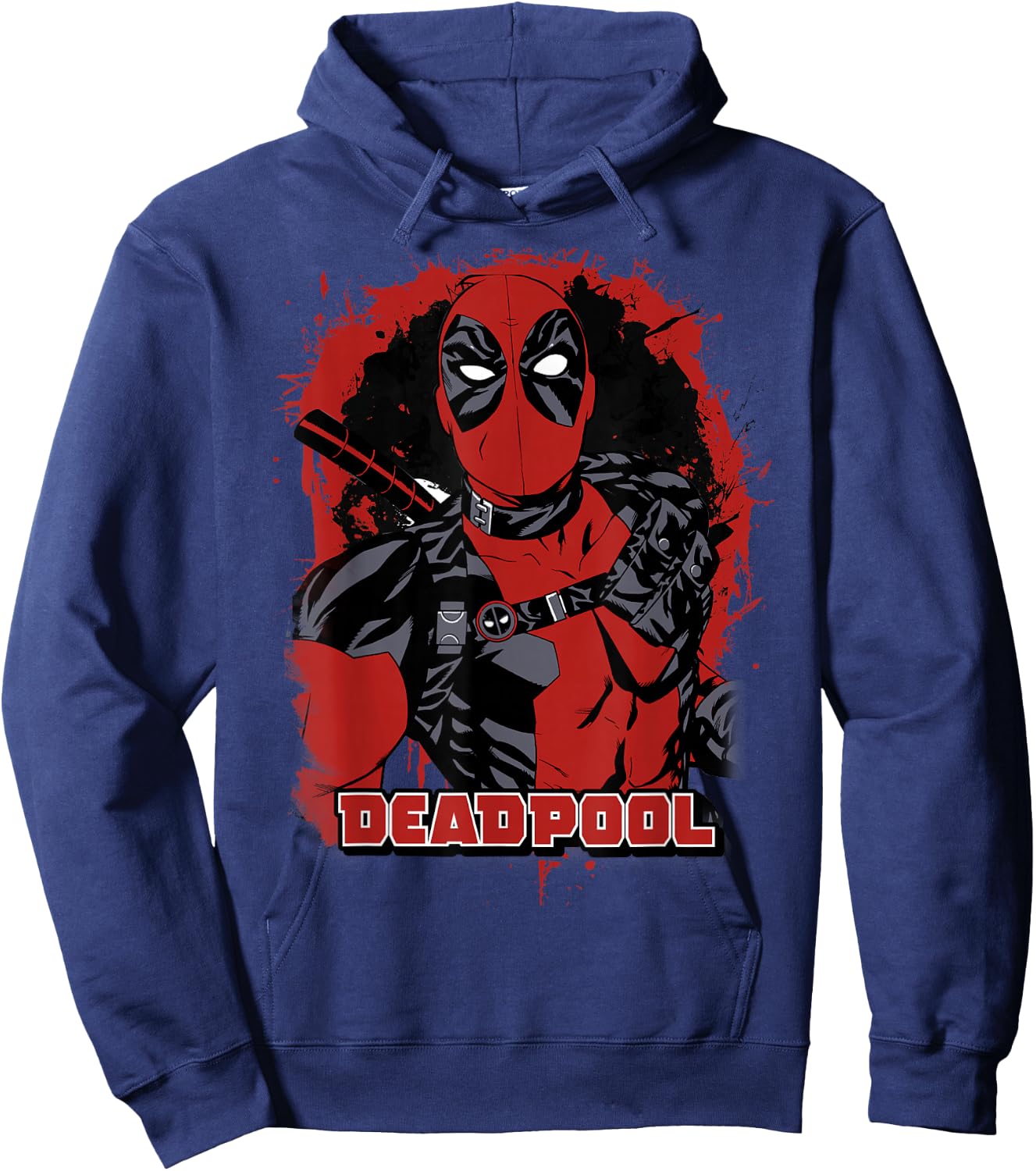Marvel Deadpool Paint Splatted Super Hero Graphic Hoodie - Hoodie | Navy