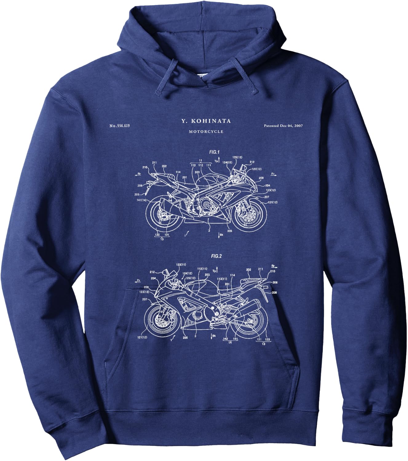Patent Shirts Hayabusa Patent - Black Adult Cycling Retro-Modern Hoodie - Hoodie | Navy