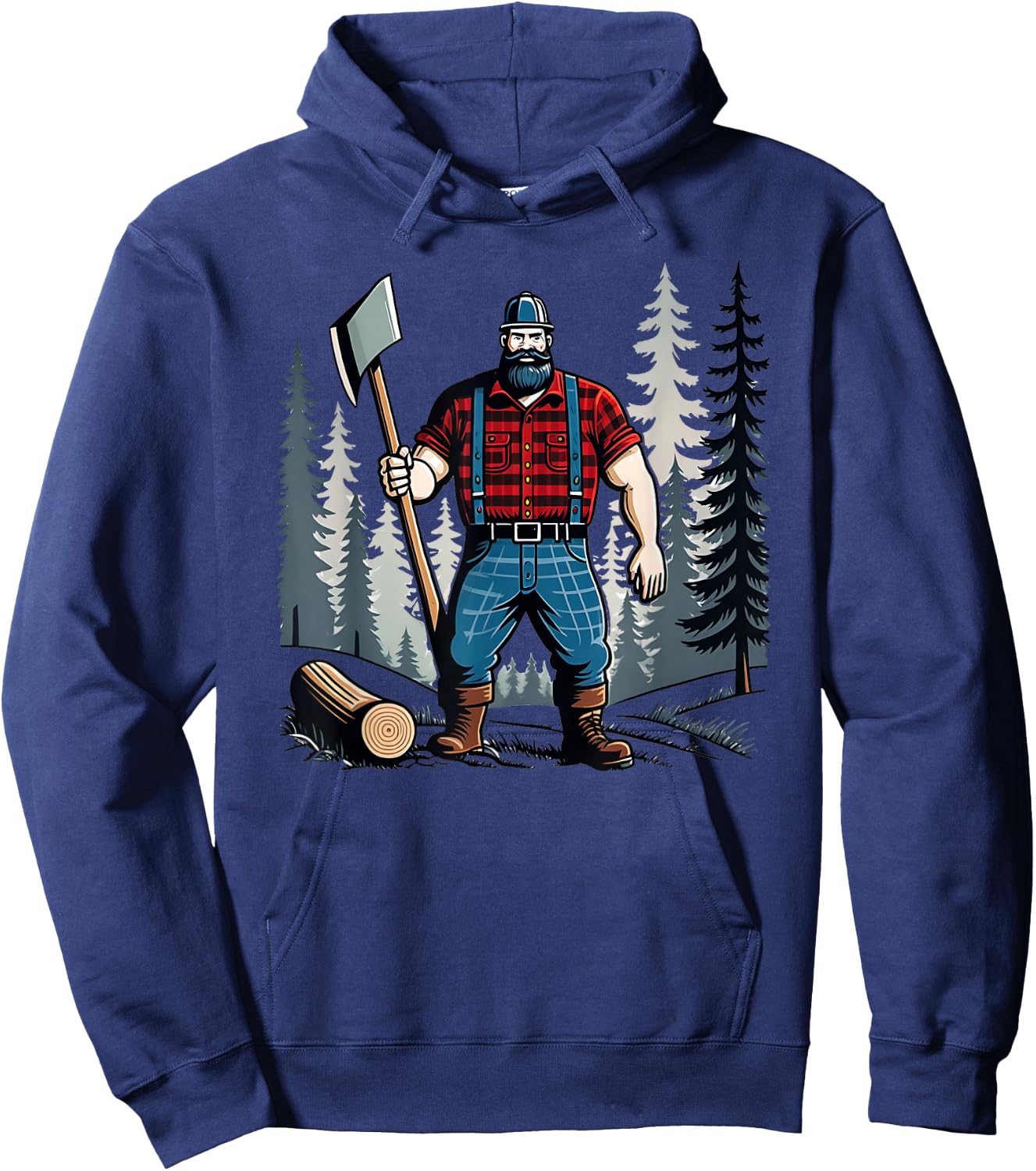 American Lumberjack Folk Hero Paul Bunyan Chopping Wood in The Forest Hoodie - Hoodie | Navy