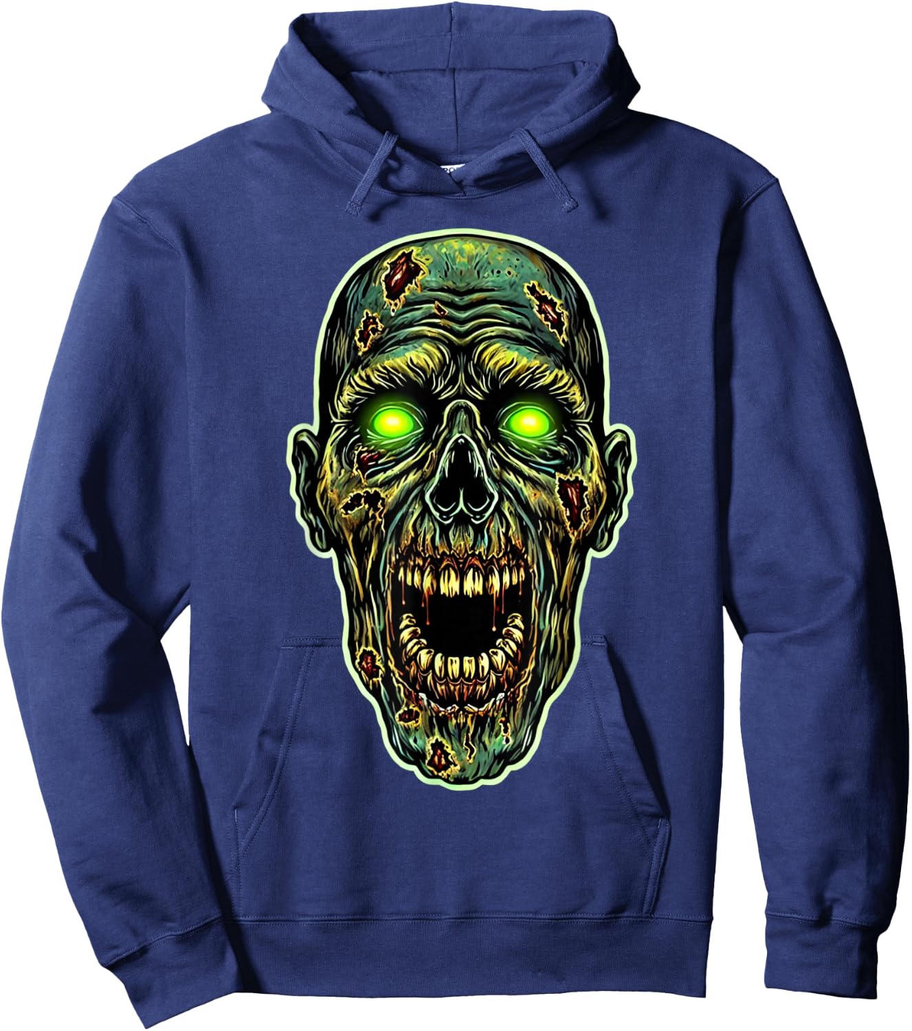 Scary Zombie Face Evil Zombie Halloween Costume Hoodie - Hoodie | Navy