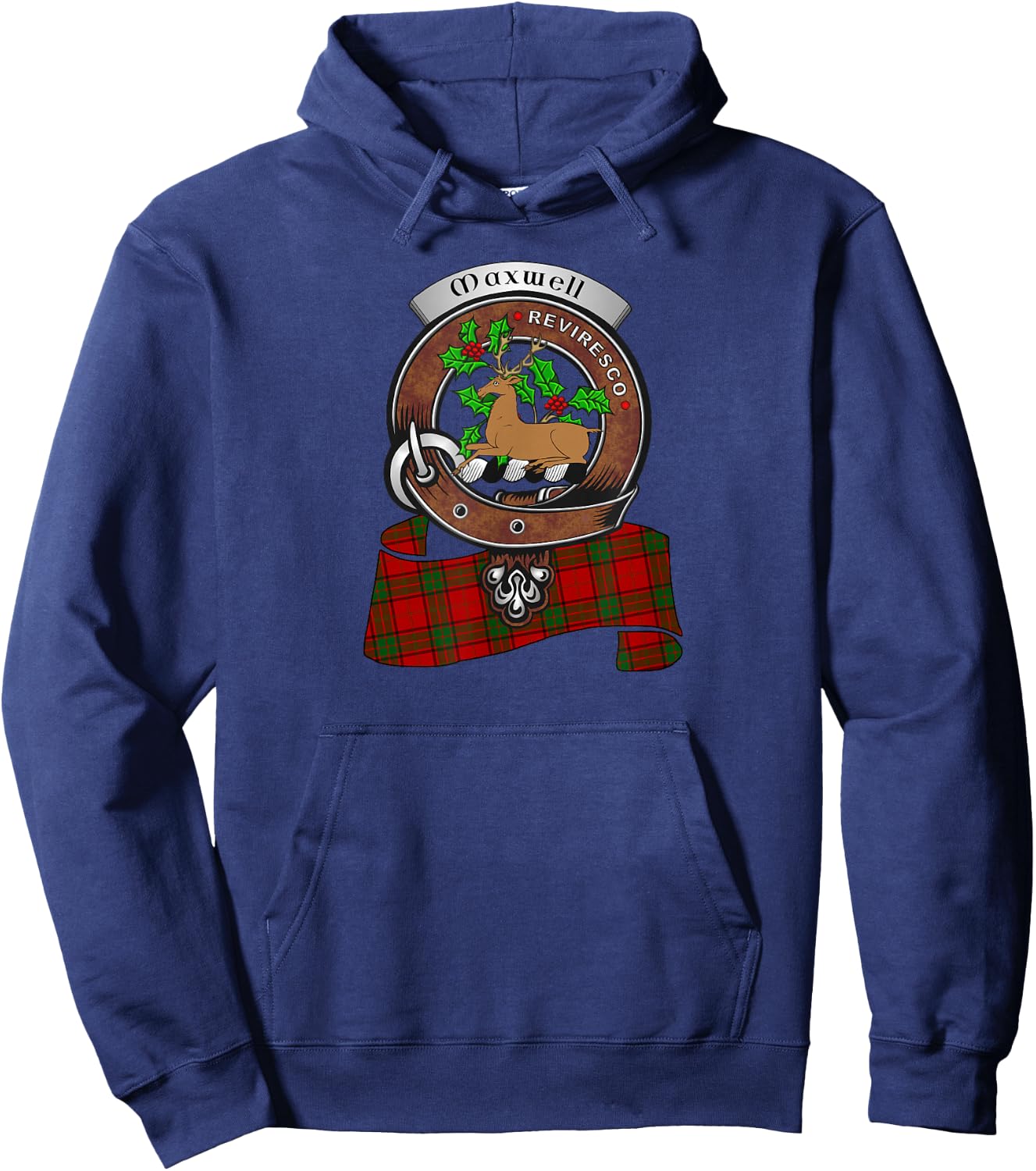 Maxwell Scottish Clan Badge & Tartan Hoodie - Hoodie | Navy