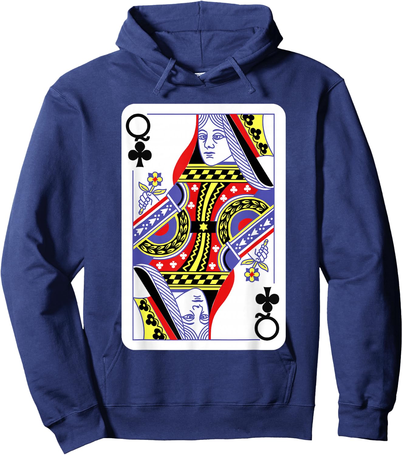 Queen of Clubs Playing Cards Halloween Costume Casino Easy Hoodie - Hoodie | Navy