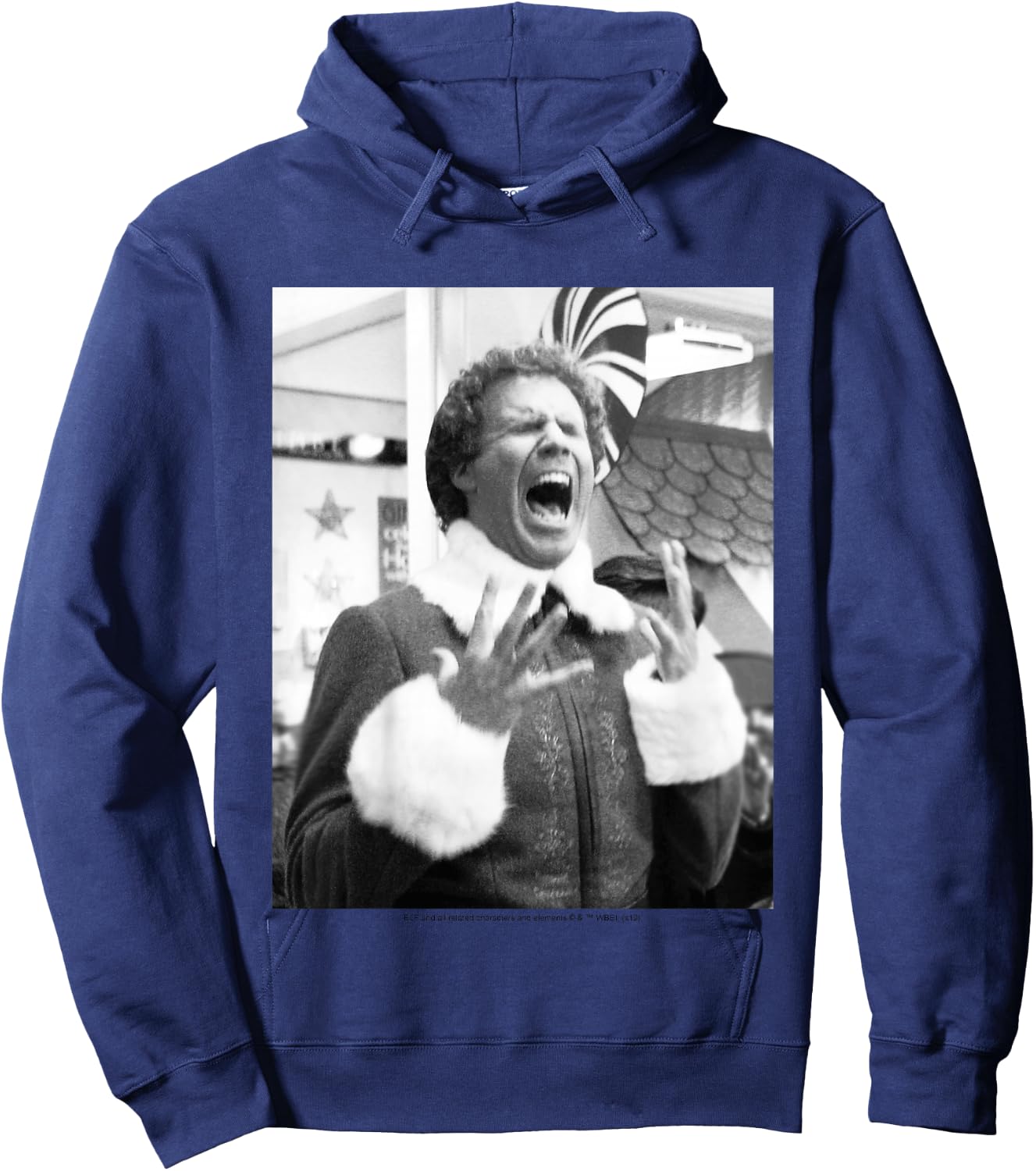 Kids Elf Buddy Black & White Screaming Photo Hoodie - Hoodie | Navy
