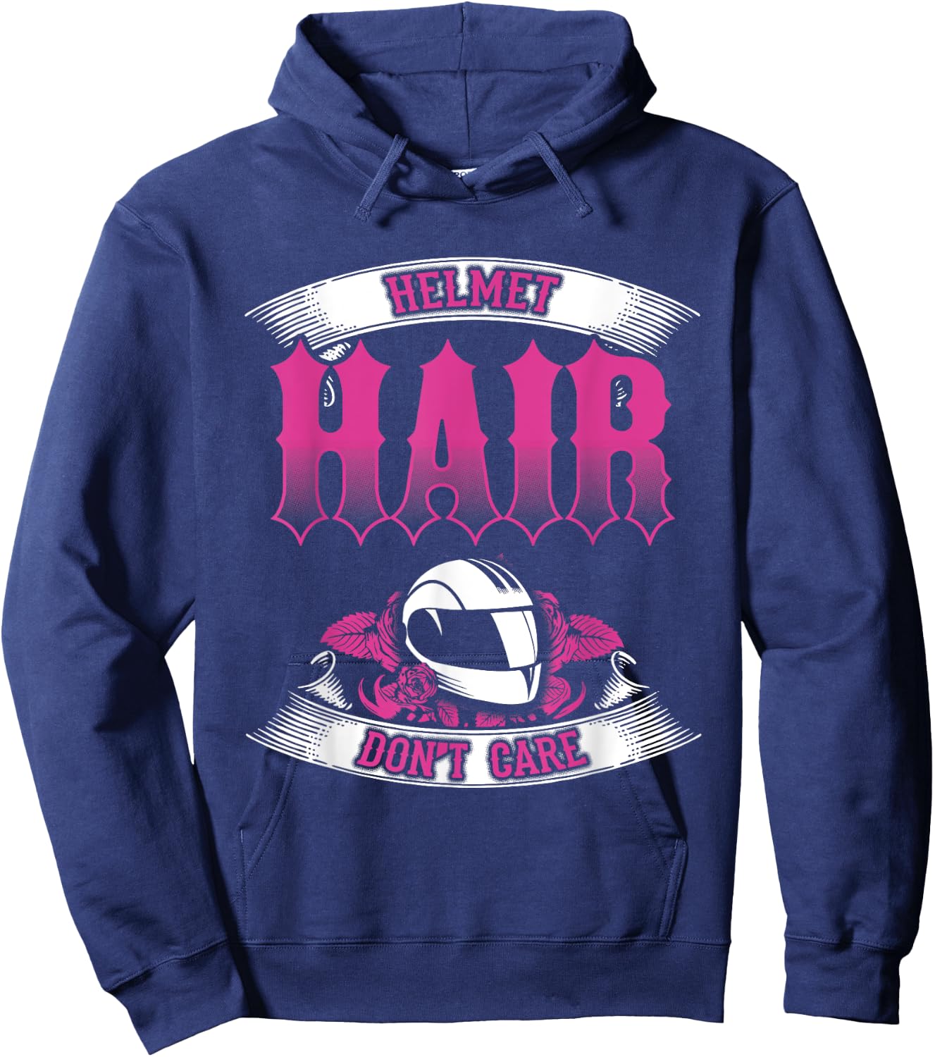 Biker Chick Shirt Motorcycle Helmet Hair Dont Care Pink Hoodie - Hoodie | Navy