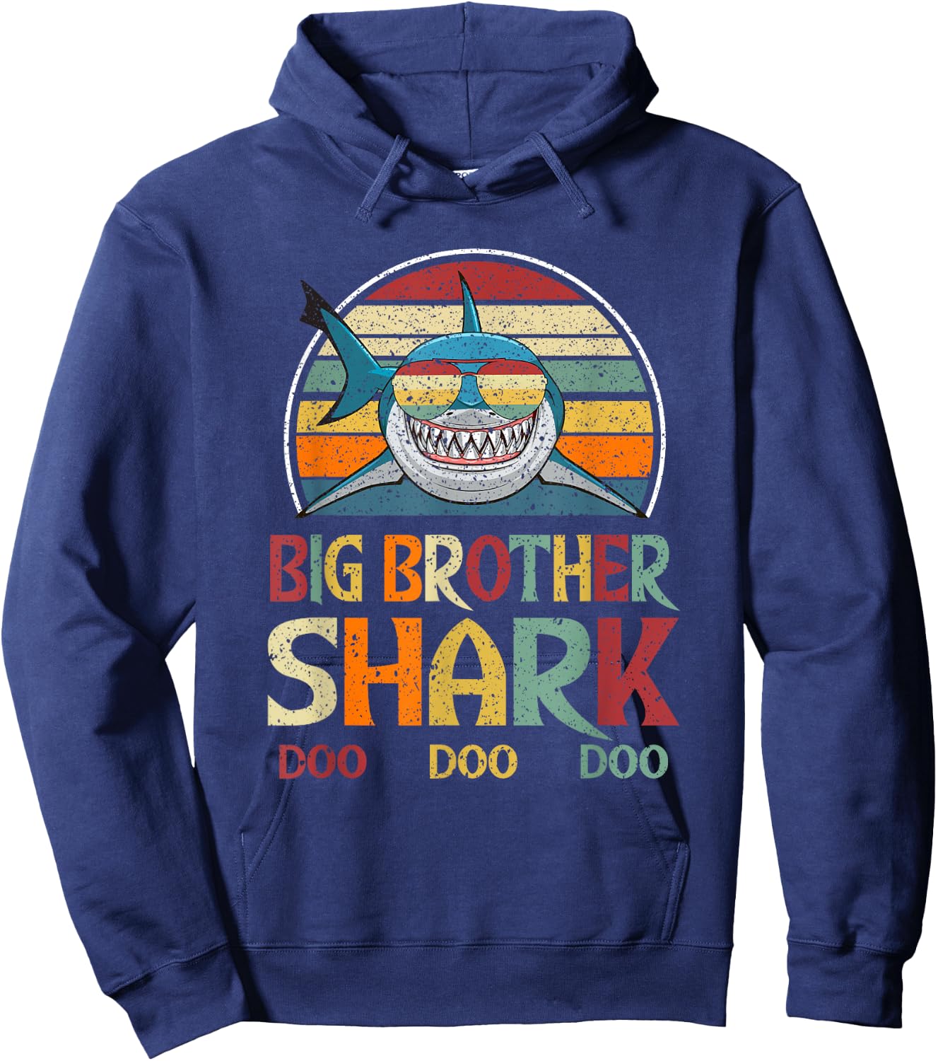 Retro Vintage Big Brother Shark Pregnancy Announcement Gift Hoodie - Hoodie | Navy