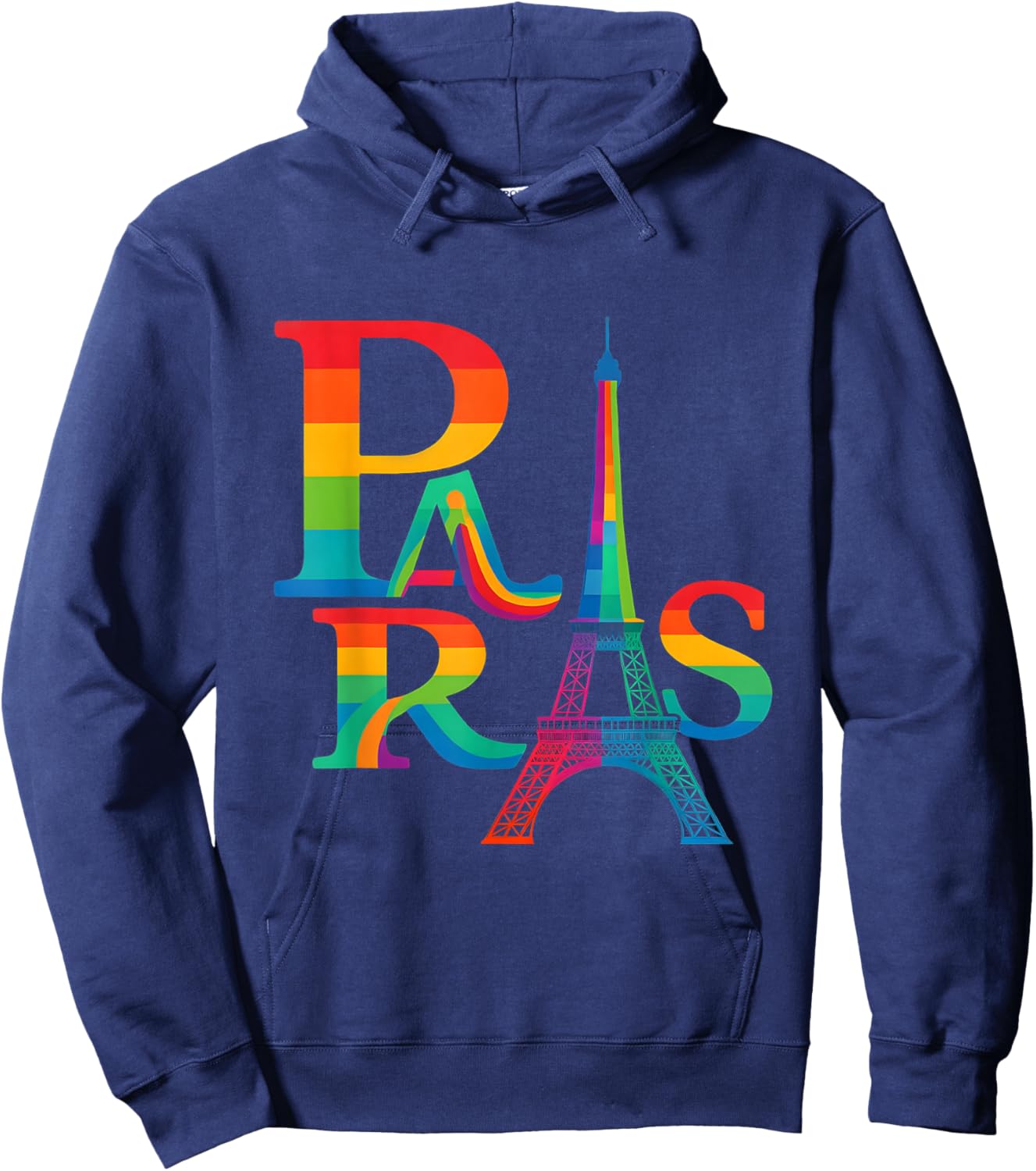 Paris Rainbow Vibes - Eiffel Tower Rainbow Rainbow France Hoodie - Hoodie | Navy