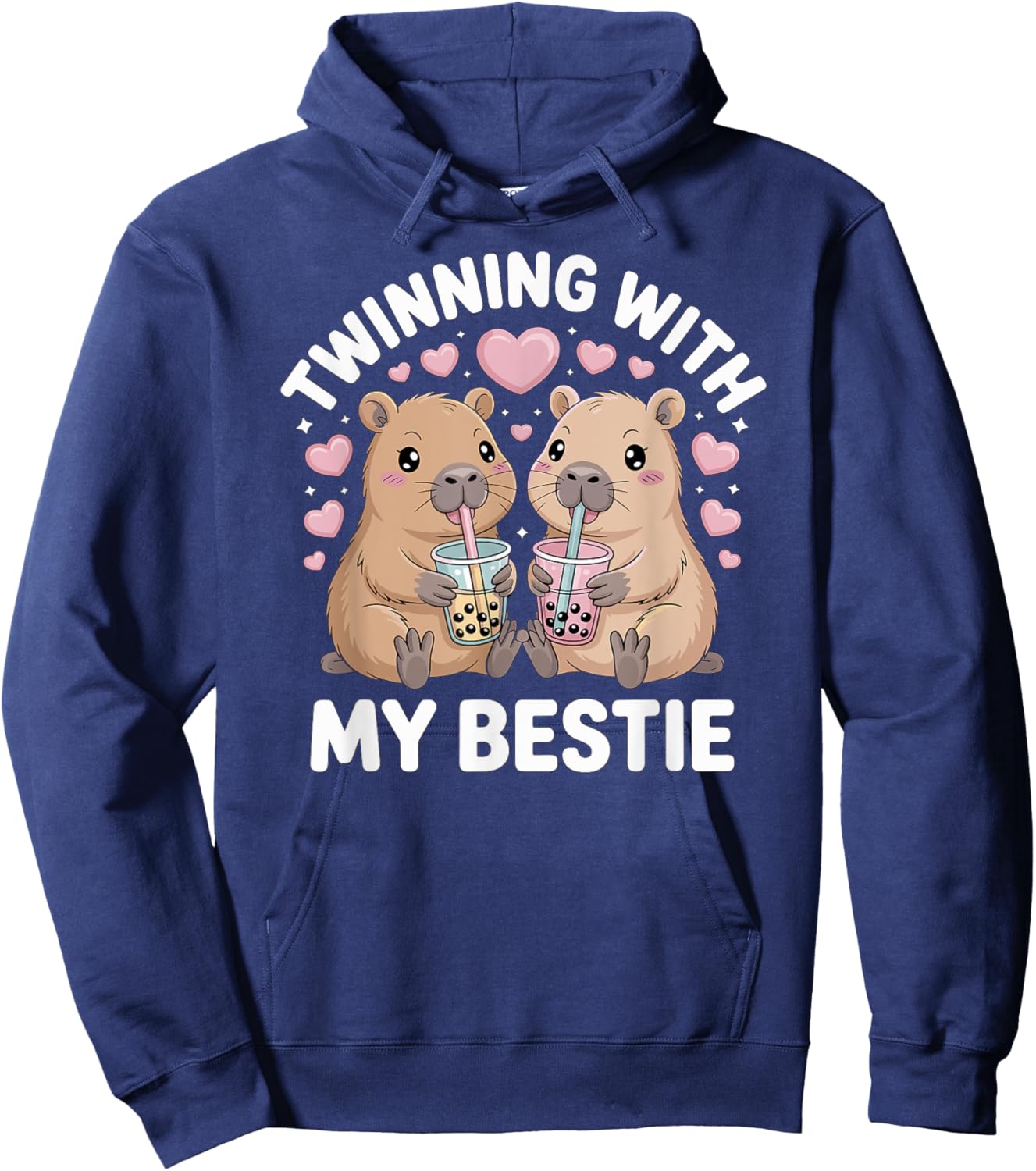 Twinning With My Bestie, Cute Capybara Mom Daughter Fun Hoodie - Hoodie | Navy
