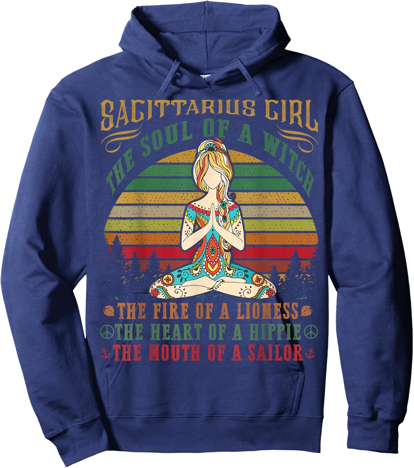 Sagittarius Girl for Yoga Black Women Birthday Gifts Hoodie - Hoodie | Navy