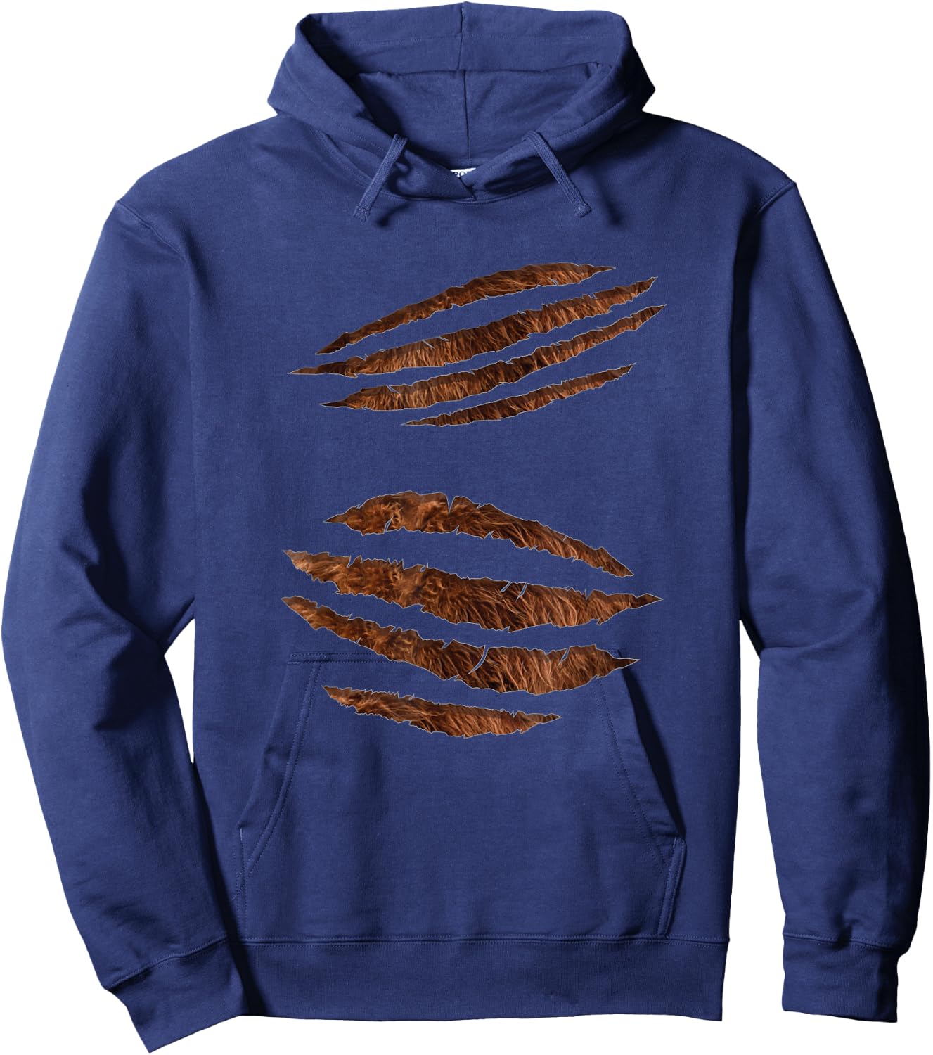 Torn Ripped Werewolf Halloween Costume with Beast Claw Marks Hoodie - Hoodie | Navy
