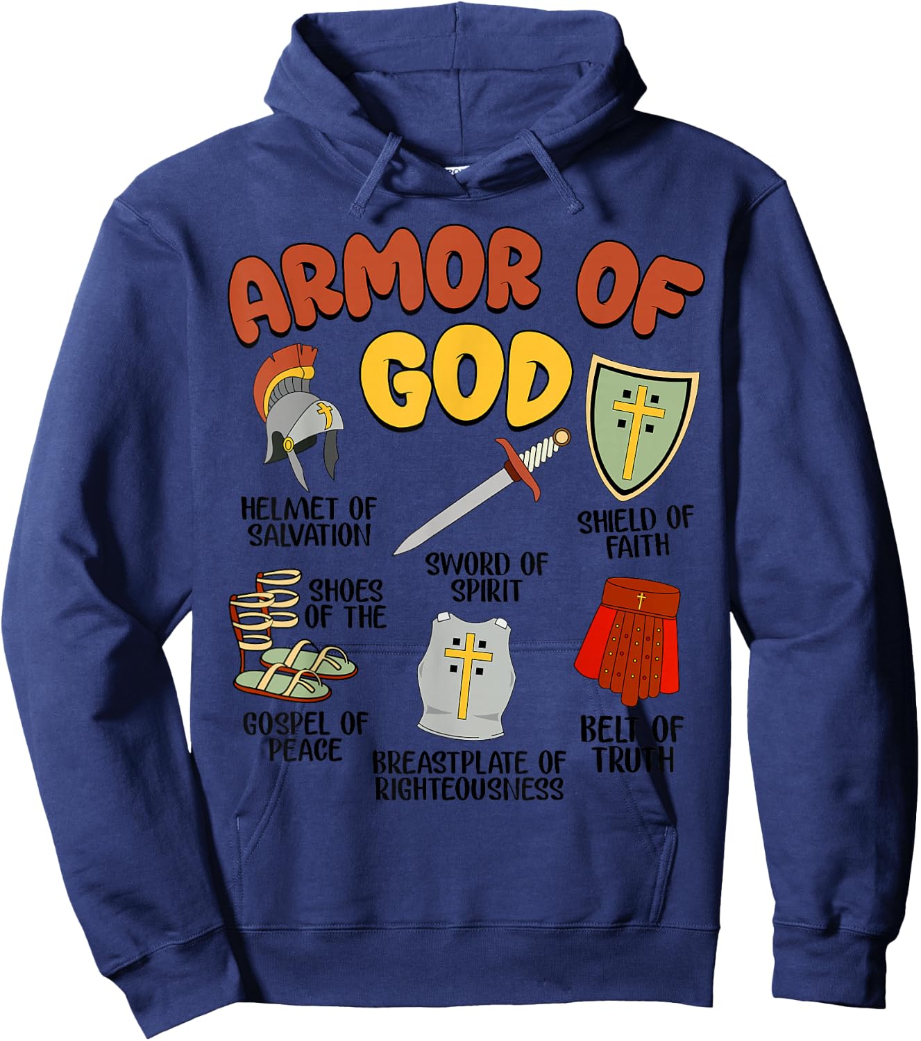 Christian Boys Armor of God Jesus Christ is King Hoodie - Hoodie | Navy