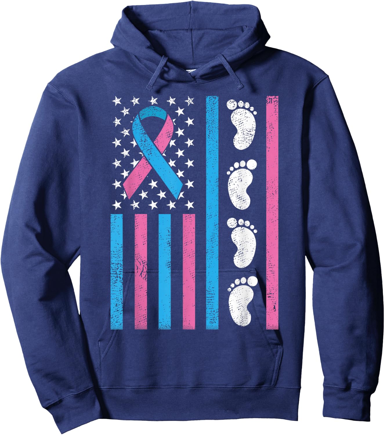 American Flag Pregnancy Infant Loss Awareness Miscarriage Hoodie - Hoodie | Navy