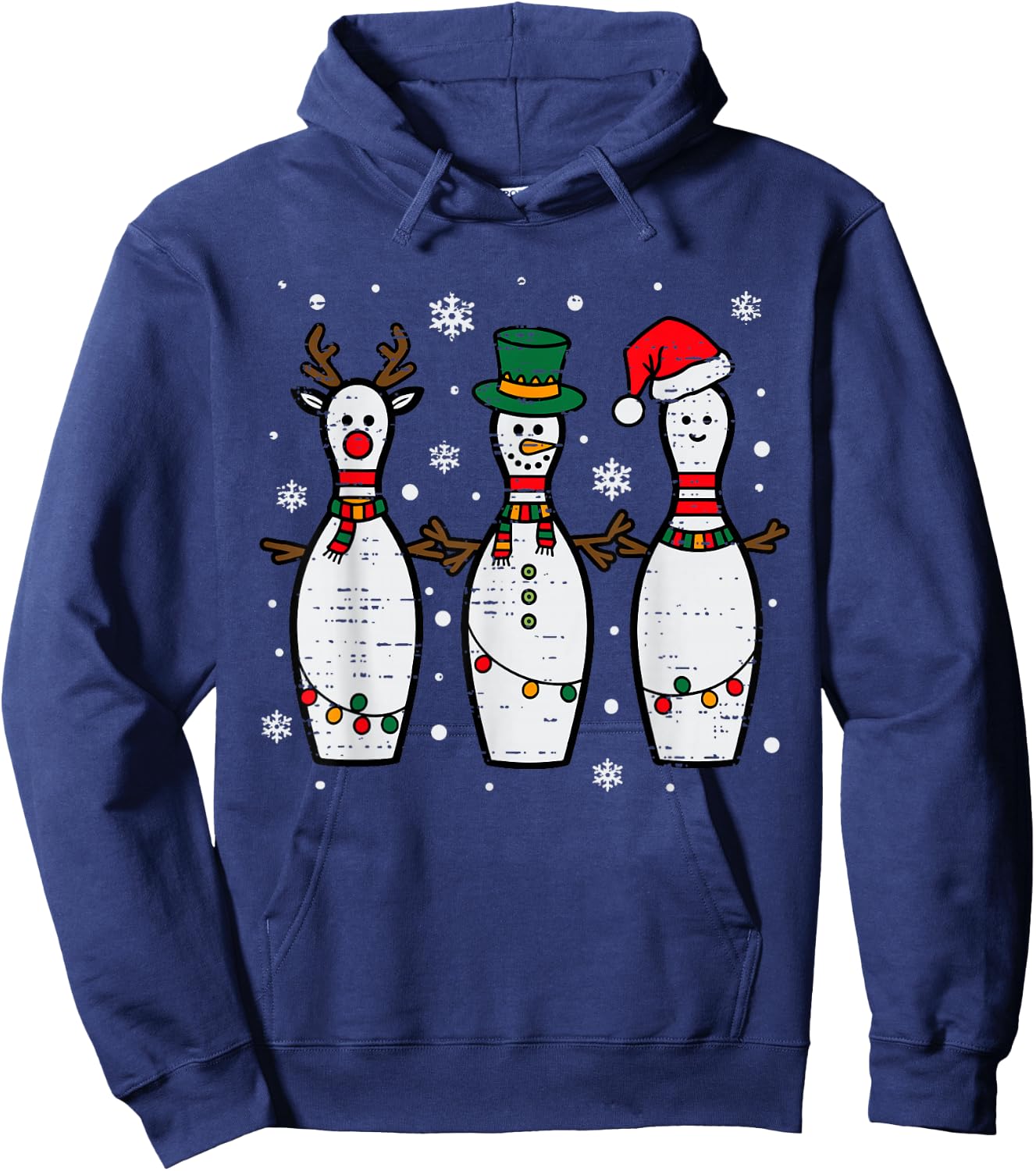 Christmas Bowling Hat Santa Bowler Xmas Sport Men Women Kids Hoodie - Hoodie | Navy