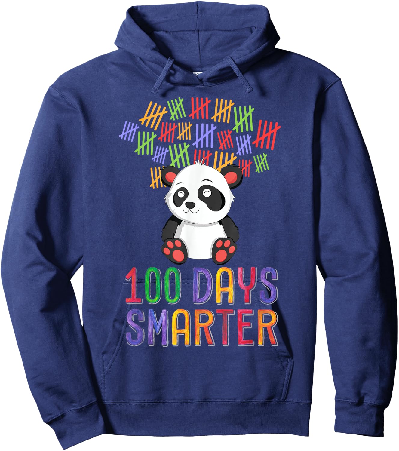 100 Days Smarter 100th Day of School Outfit Panda Teacher Men Women Girls Kids Hoodie - Hoodie | Navy