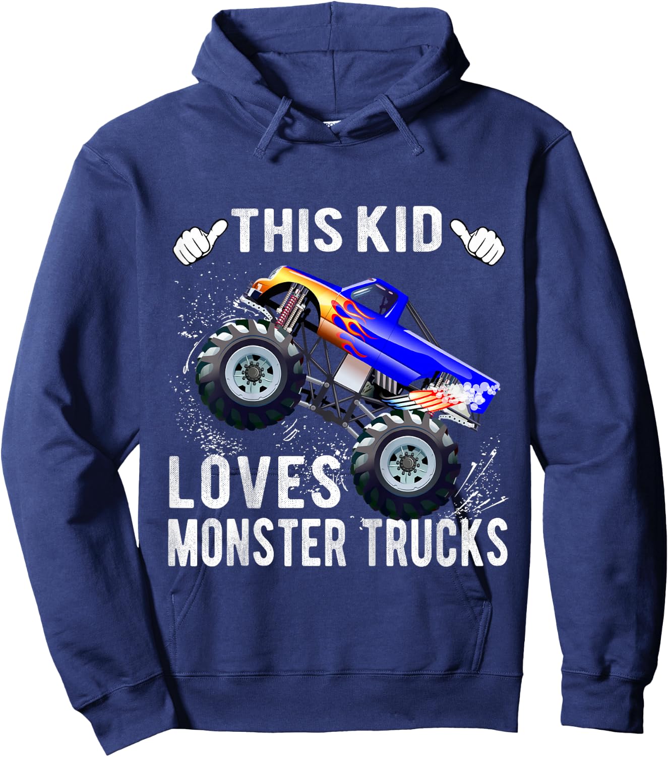 This Kid Loves Monster Trucks Boys and Girls Gift Hoodie - Hoodie | Navy