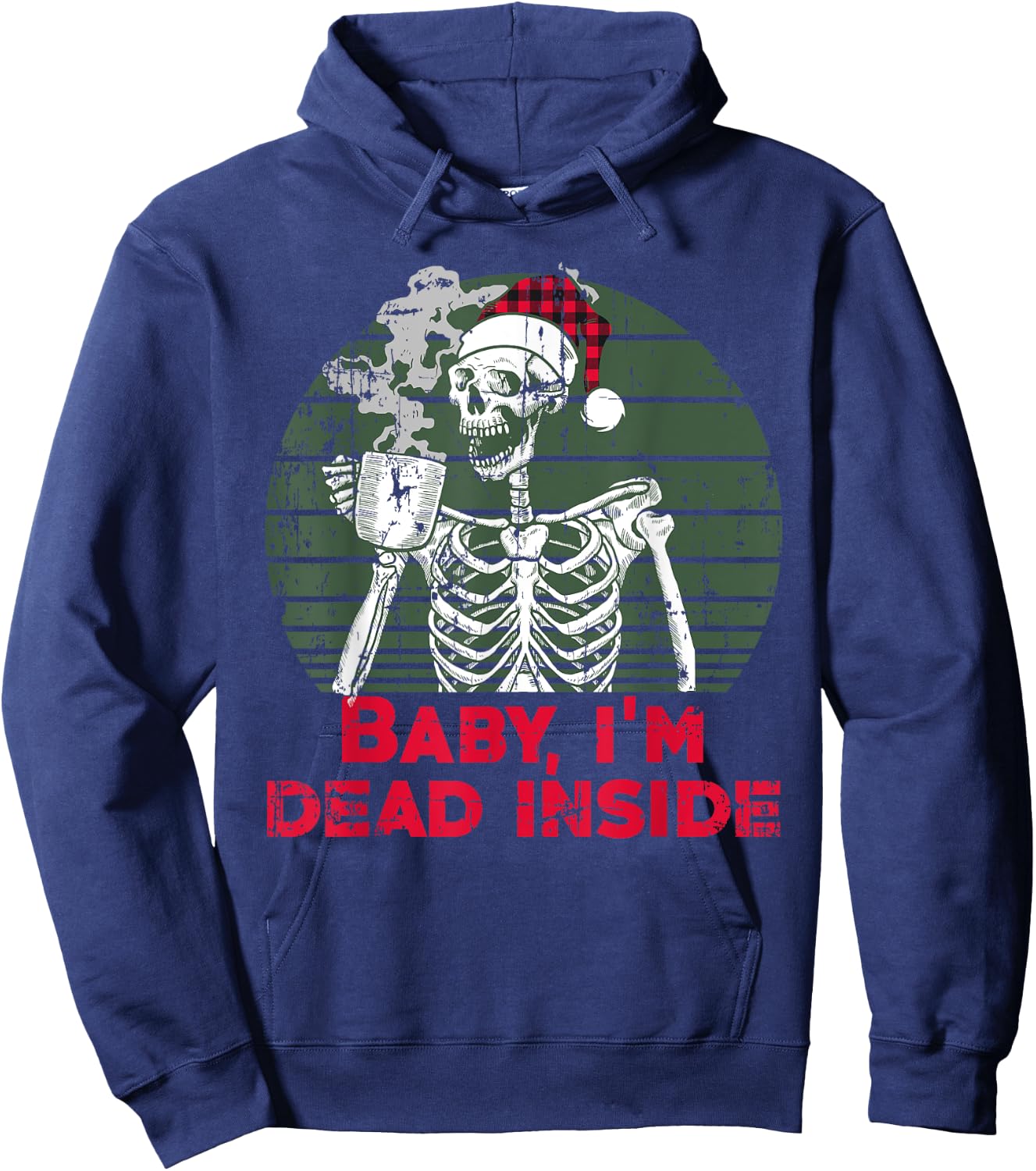 Baby i'm Dead Inside Skeleton drinking Cold Black Coffee Hoodie - Hoodie | Navy