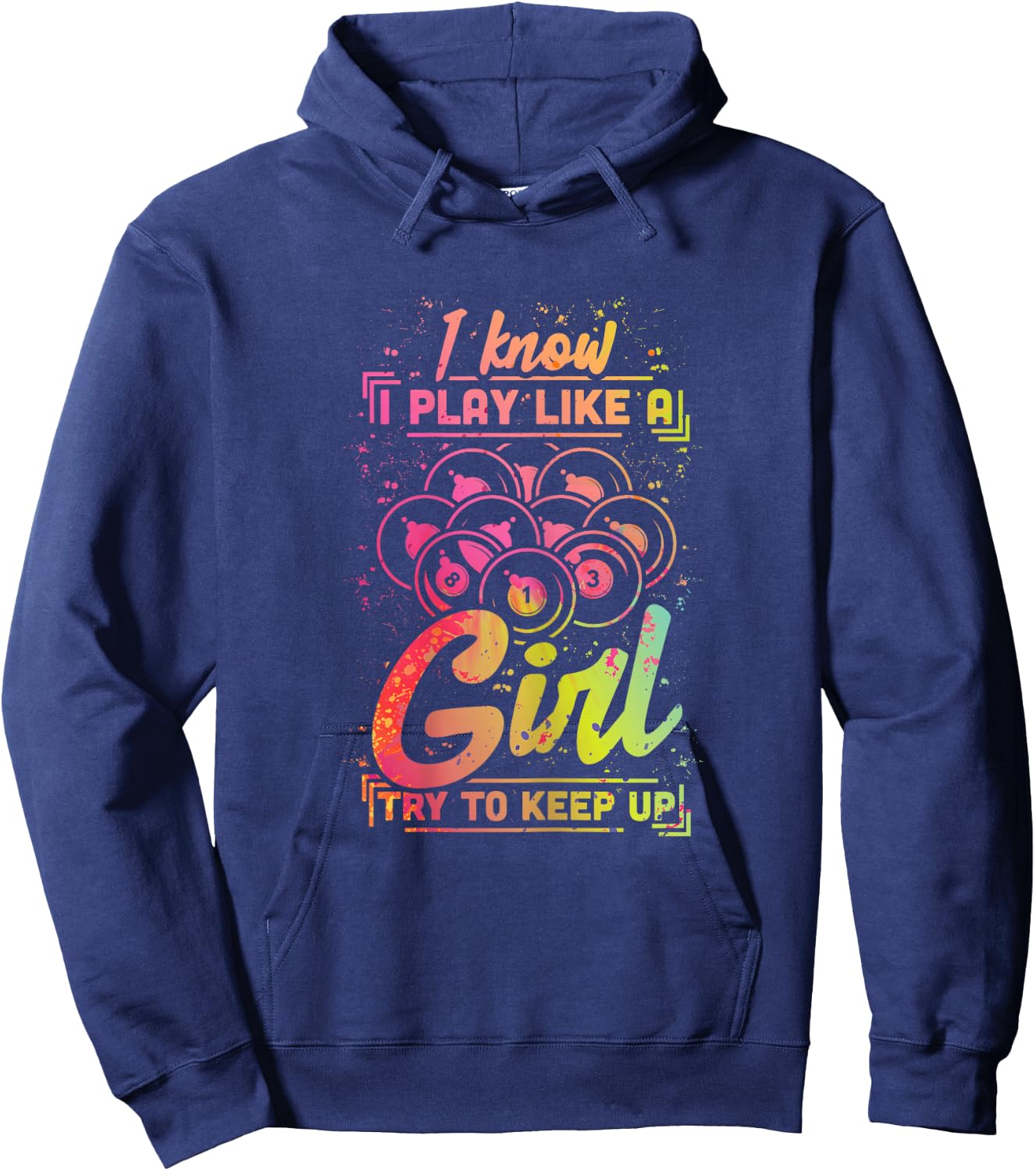 Billiard Women Funny Gift Team Play Like a Girl Billiard Hoodie - Hoodie | Navy