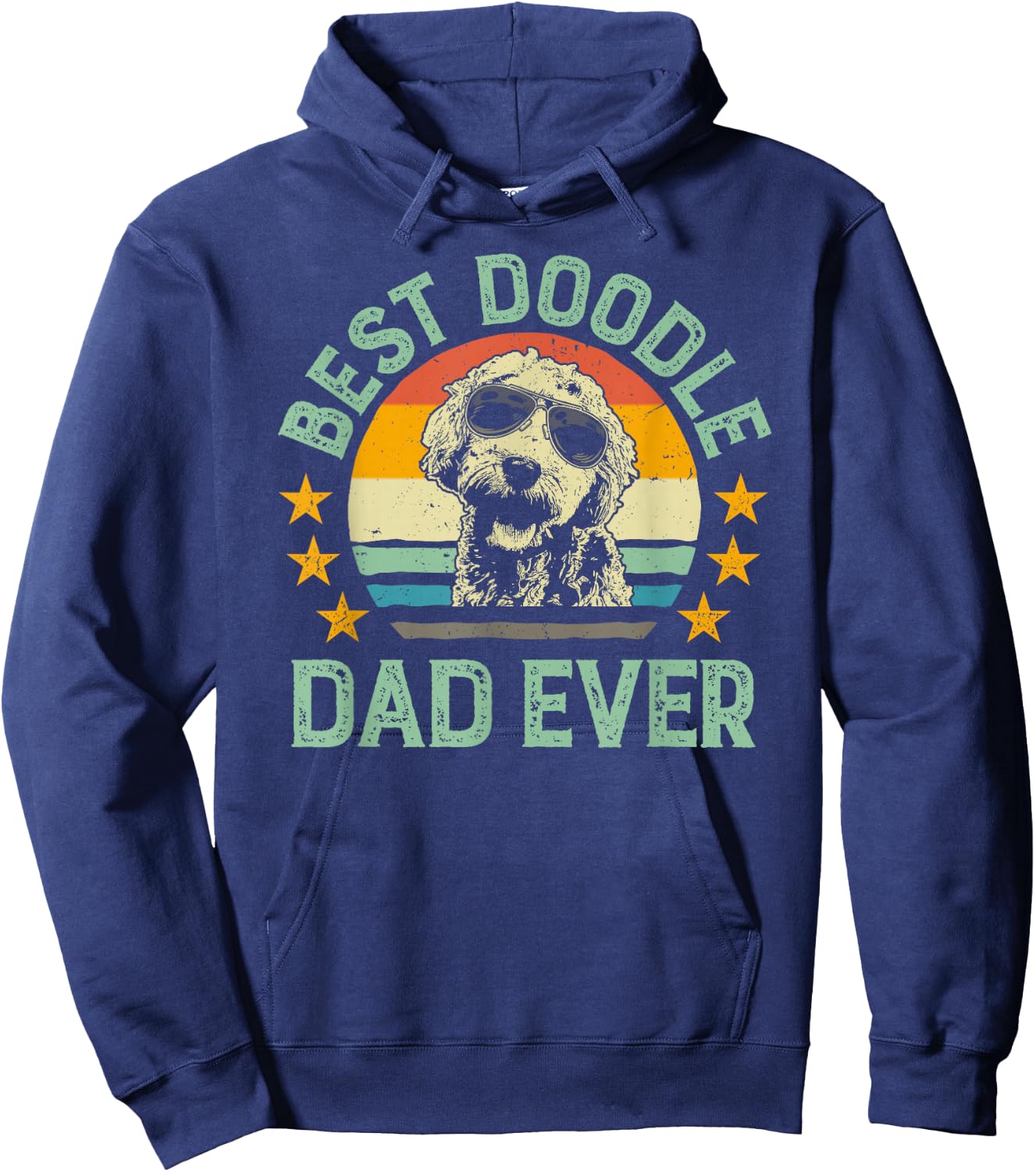 Best Doodle Dad Ever Goldendoodle Dad Retro Gift Hoodie - Hoodie | Navy