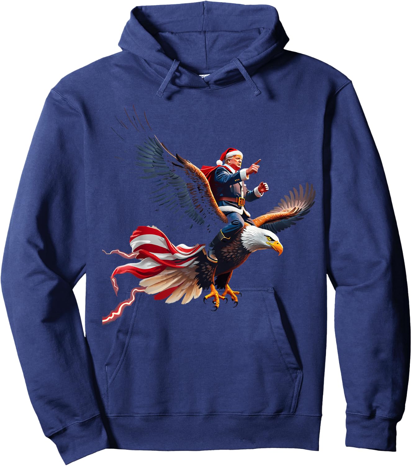 Santa Trump 2024: Making Christmas eagle USA Great Again Hoodie - Hoodie | Navy