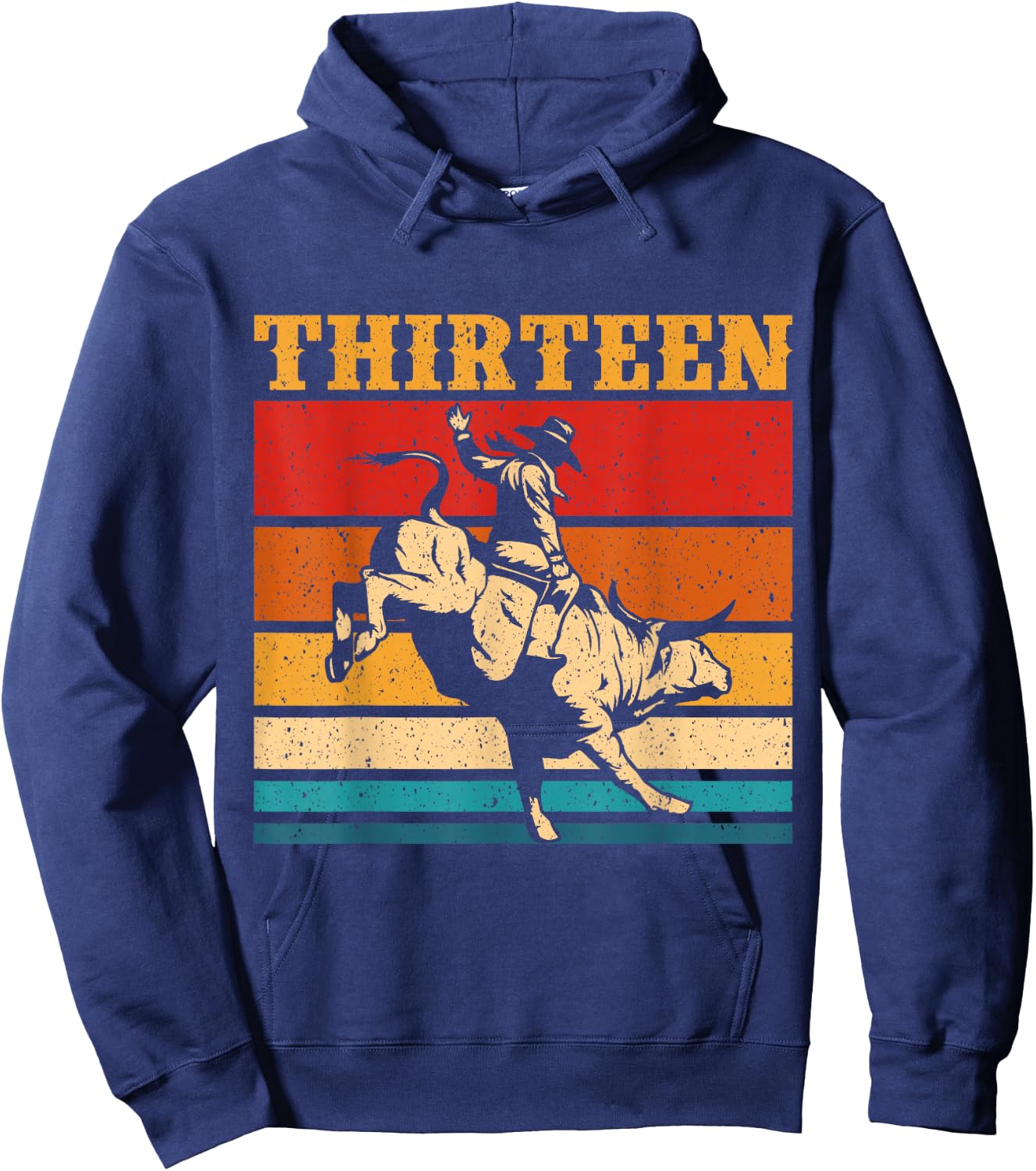 Bull Riding 13th Birthday Cowboy 13 Year Old Western Rodeo Hoodie - Hoodie | Navy