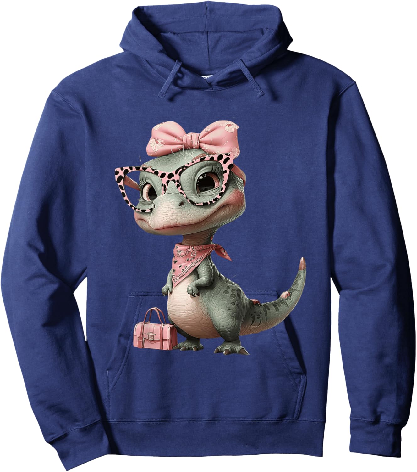 Baby T-Rex Dinosaur Pink Leopard Glasses Glam Graphic Trippy Hoodie - Hoodie | Navy