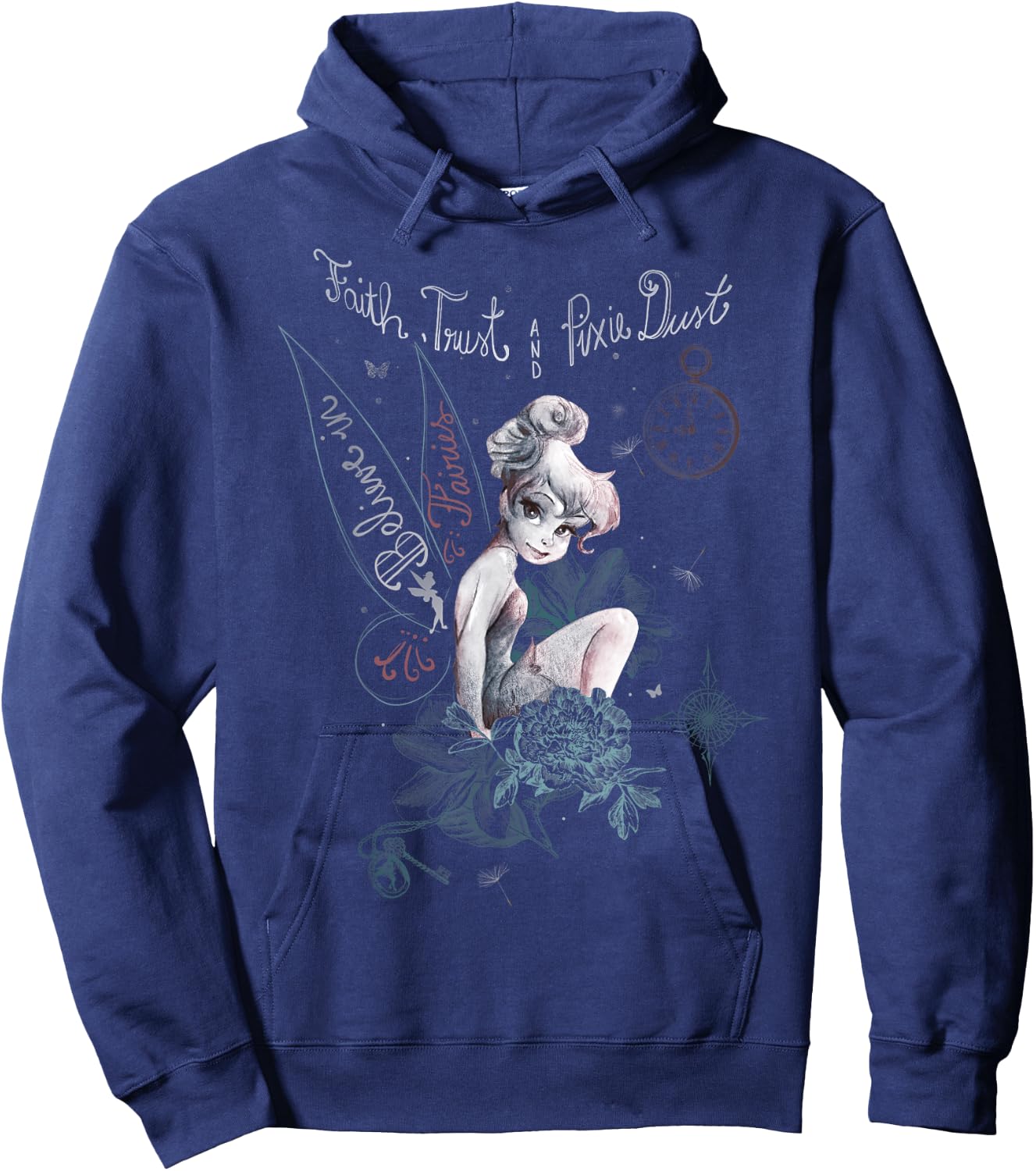 Disney Peter Pan Tinker Bell Believe Drawing Portrait Hoodie - Hoodie | Navy
