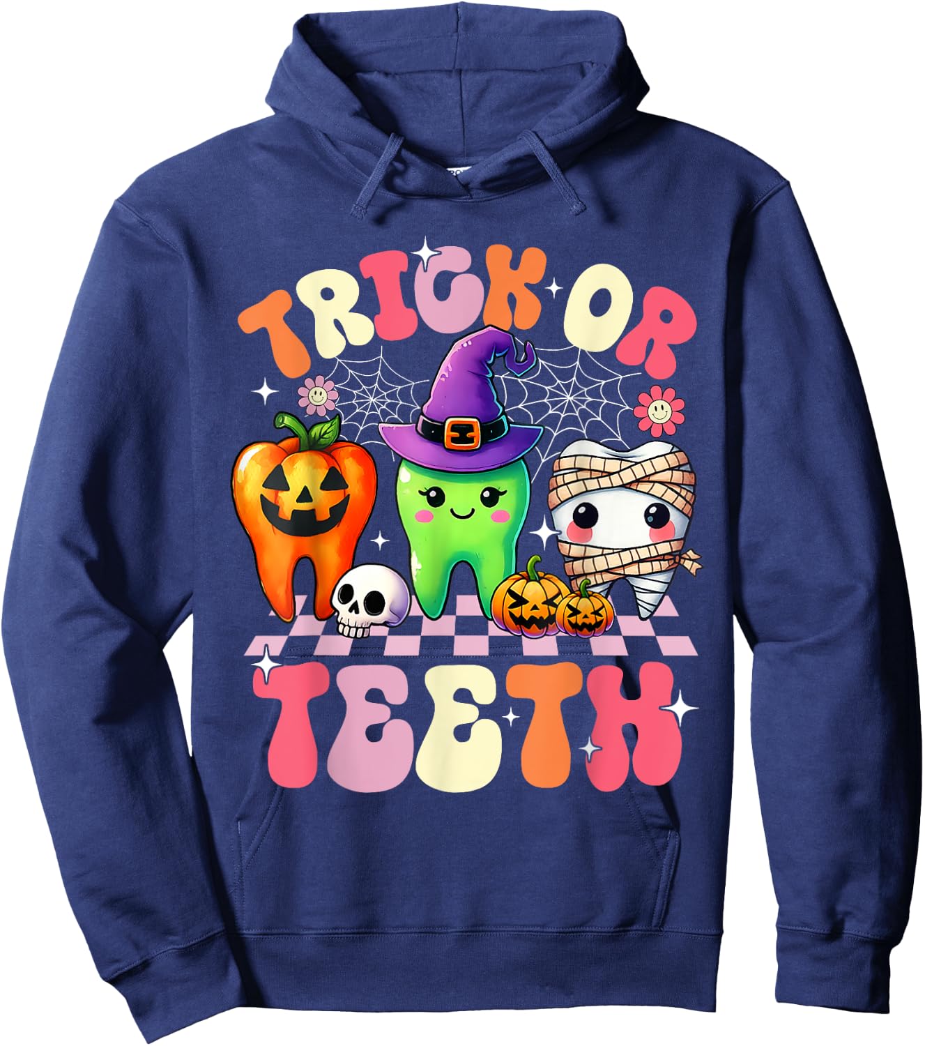 Trick Or Teeth Halloween Dentist Dental Hygienist Assistant Hoodie - Hoodie | Navy