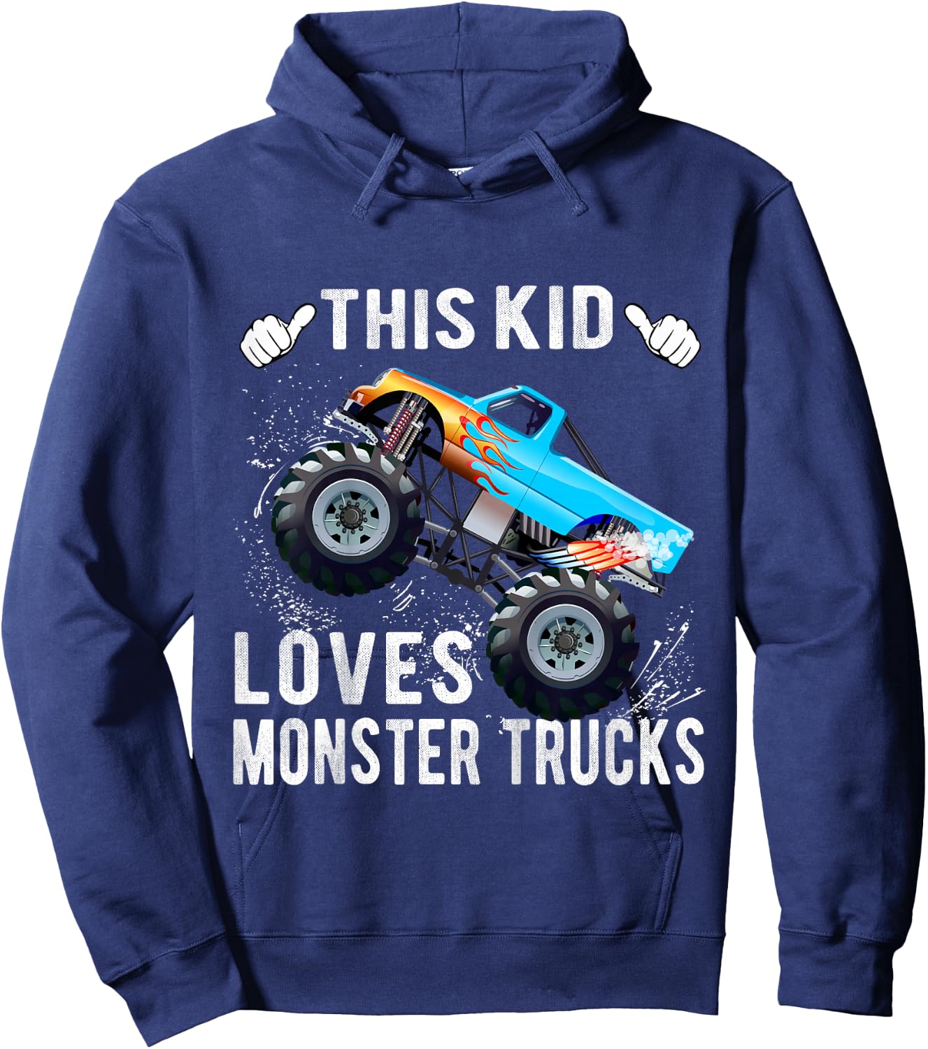 Kids This Kid Loves Monster Trucks Boys and Girls Gift Hoodie - Hoodie | Navy