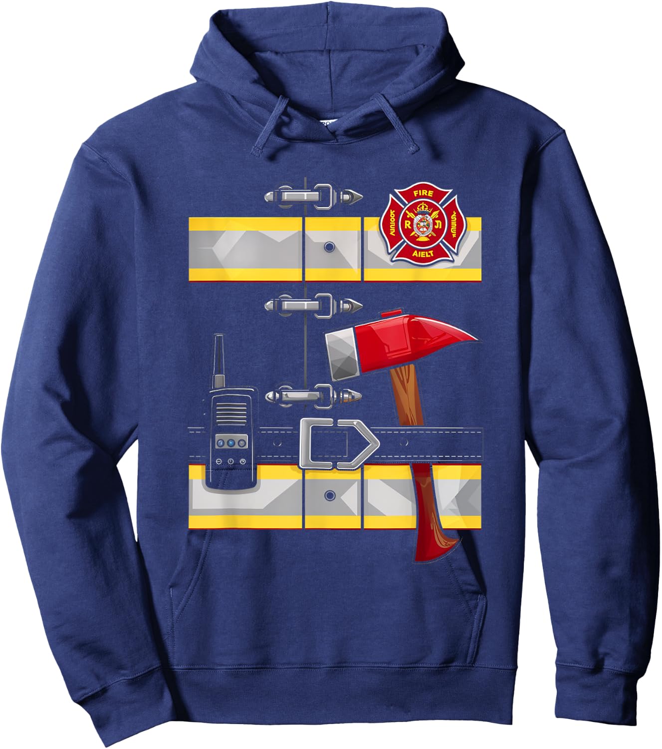 Firefighter Costume Fireman Axe Radio Halloween Hoodie - Hoodie | Navy