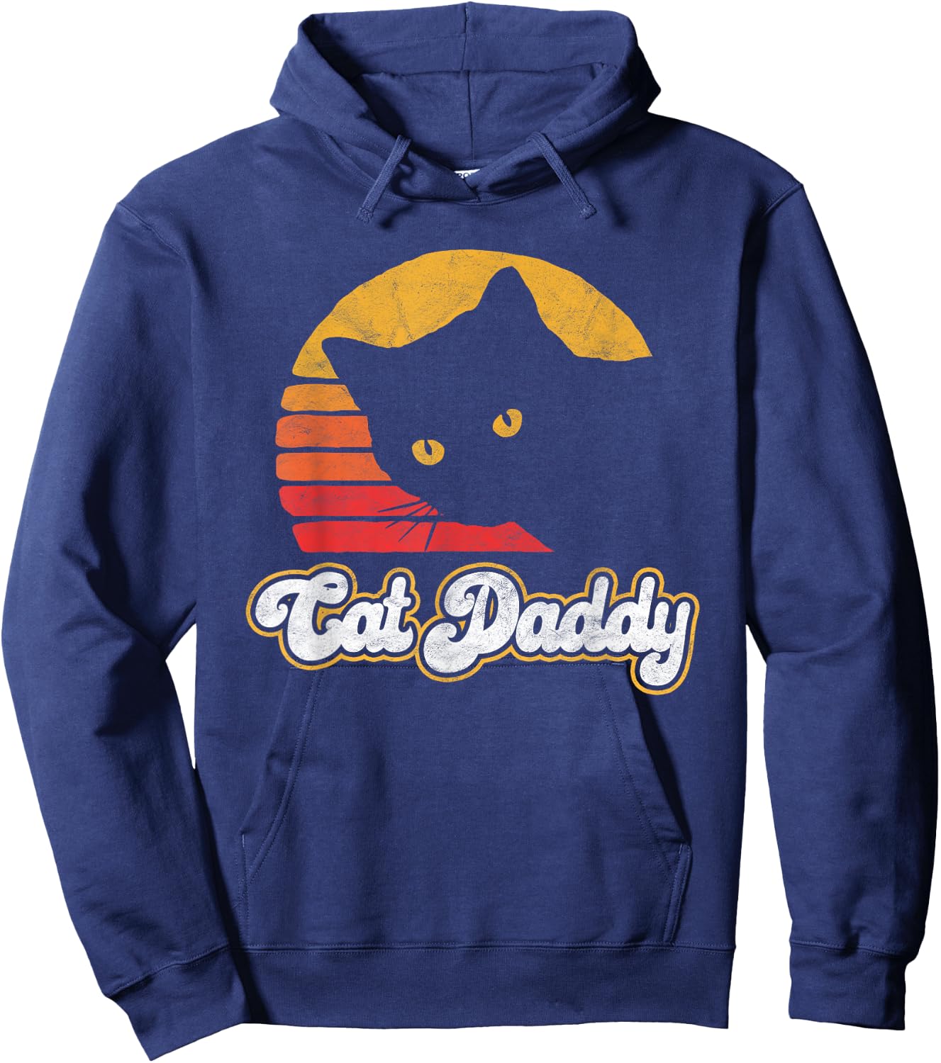 Cat Daddy! Funny Vintage Eighties Style Cat Retro Distressed Hoodie - Hoodie | Navy