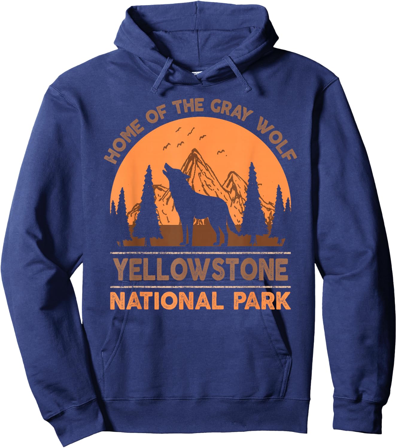 Yellowstone National Park T shirt US Wolf Vintage Men Women Hoodie - Hoodie | Navy