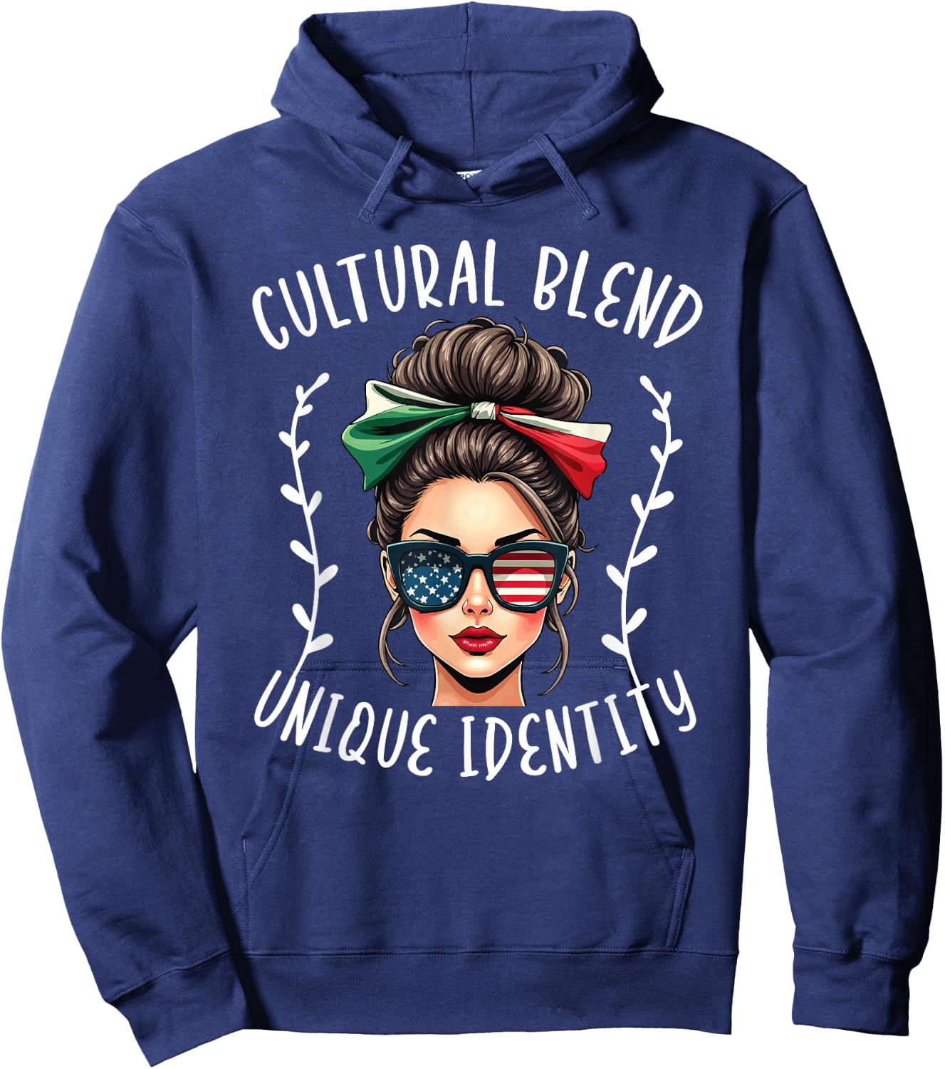 Half Mexican Half American USA Flag Mexican Hoodie - Hoodie | Navy
