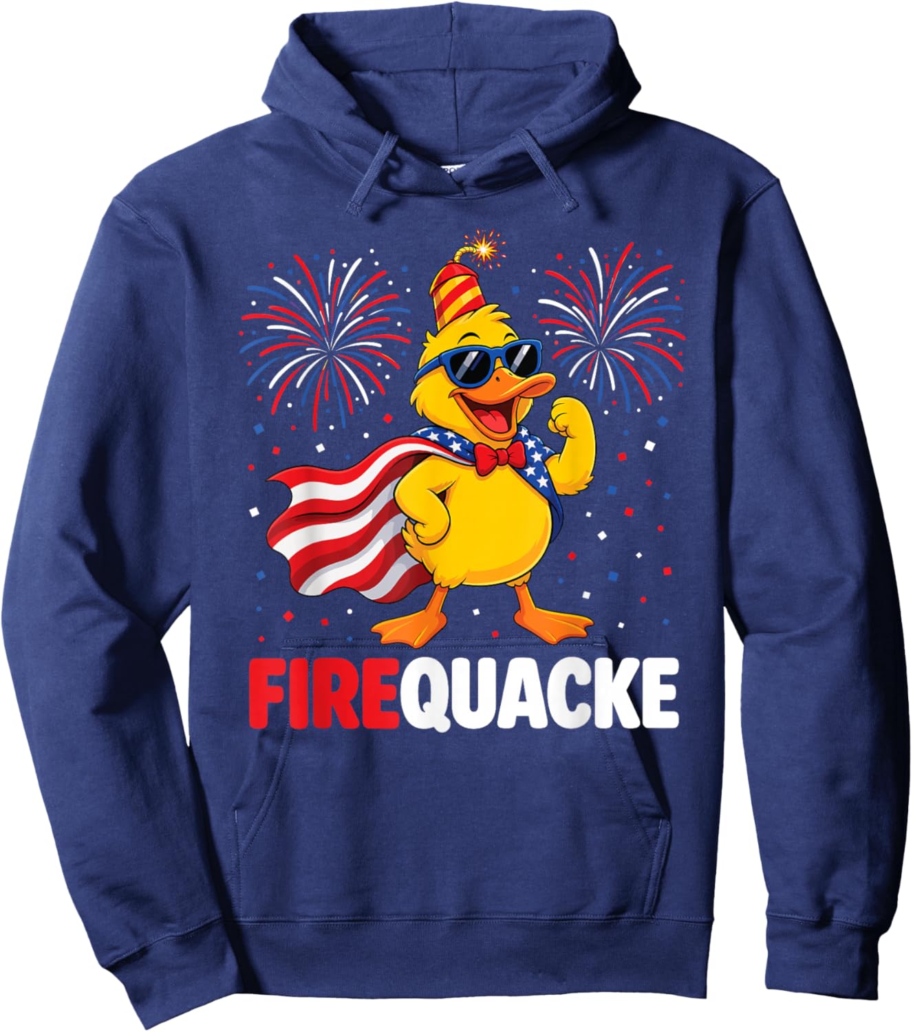 4th of July Duck Firequacker Patriotic Fourth of July Funny Hoodie - Hoodie | Navy