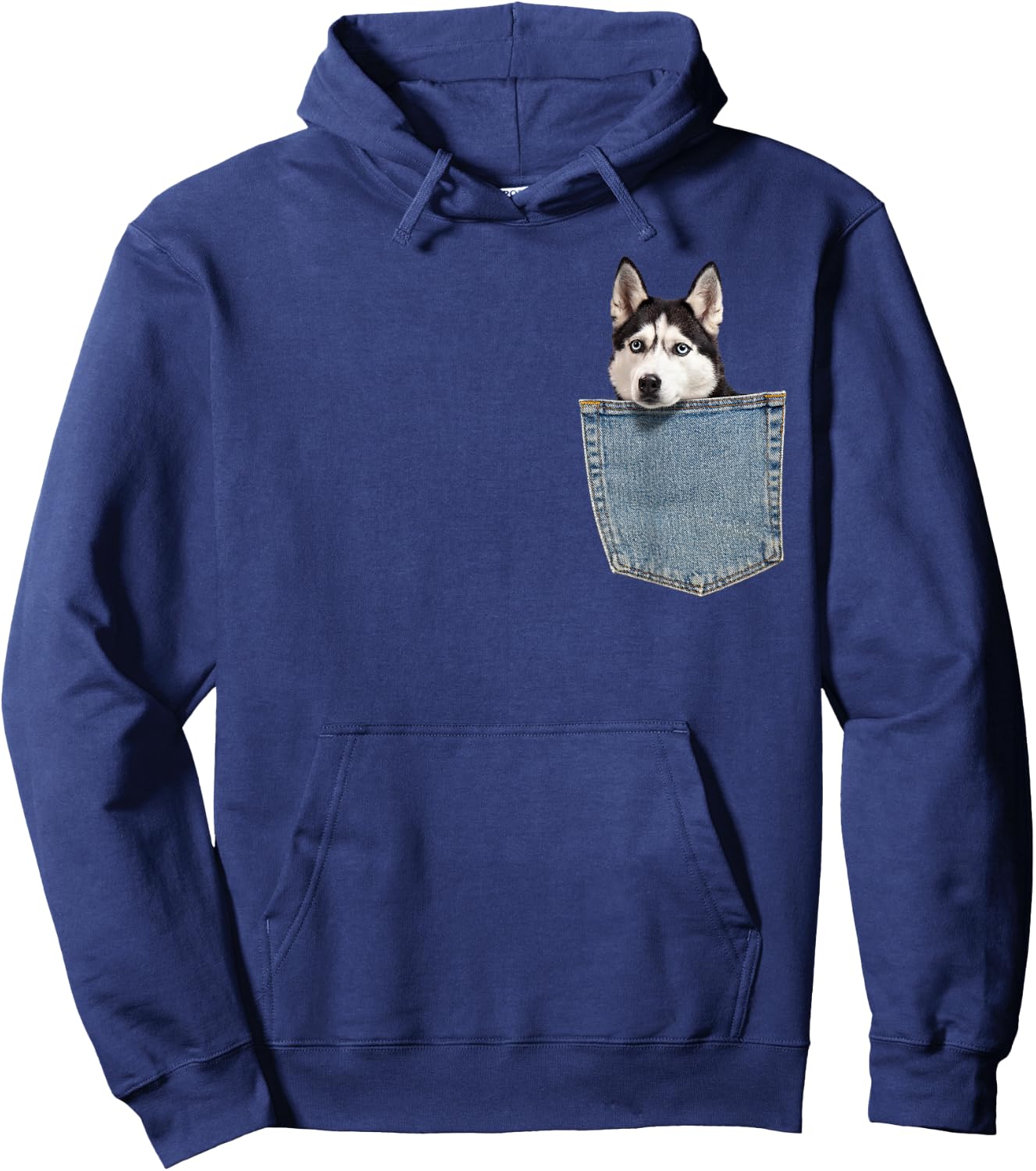 Husky in My Pocket Peeking Husky Funny Shirt Dog Animal Women Kids Hoodie - Hoodie | Navy