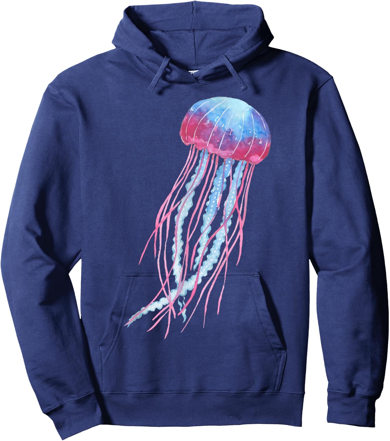 Ethereal Jellyfish Watercolor Trippy Graphic Ar Hoodie - Hoodie | Navy