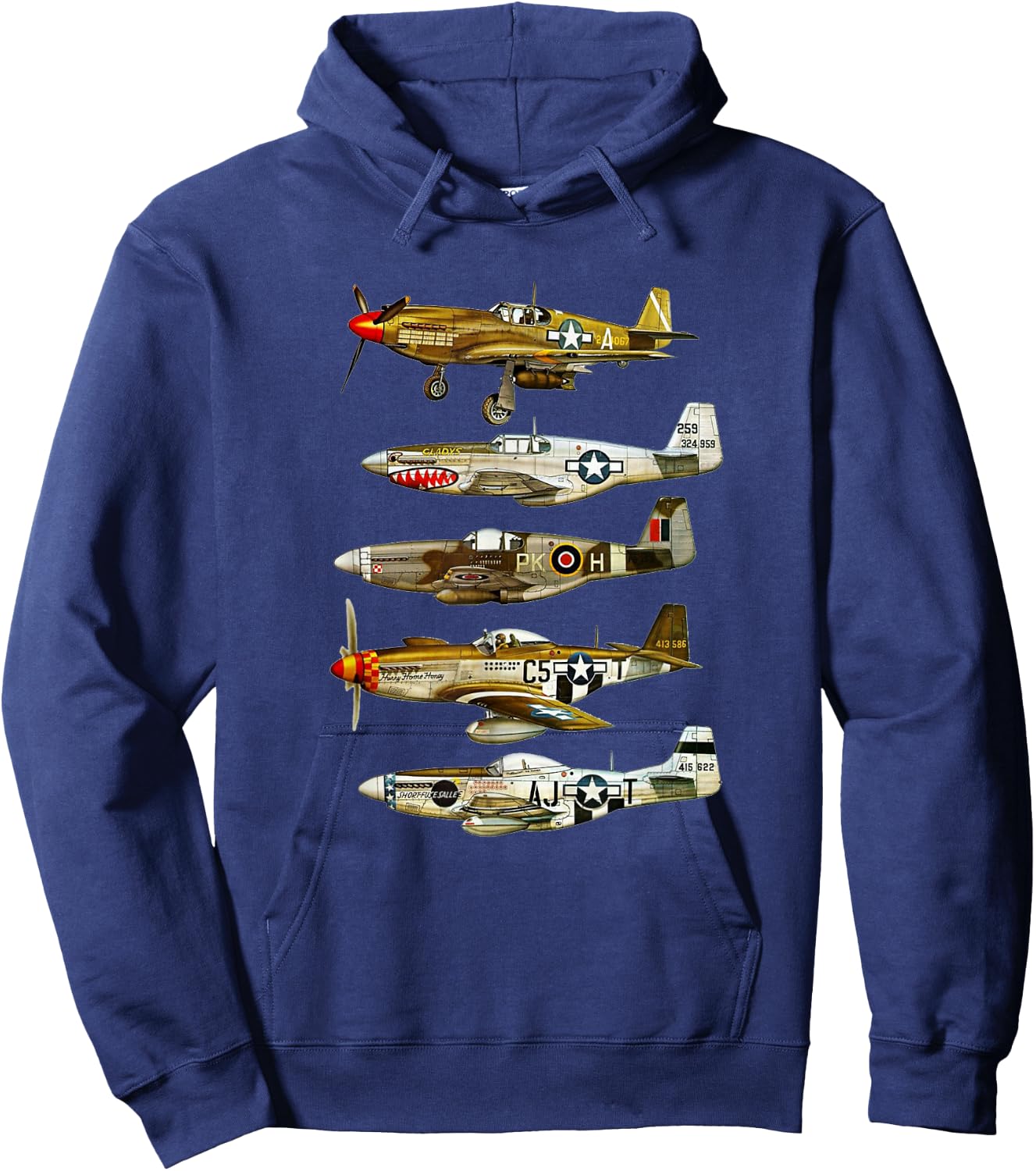 North American P-51 Mustang WW2 Fighter Hoodie - Hoodie | Navy